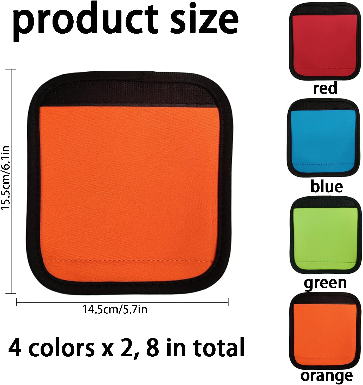 8 Pcs Luggage Handle Wrap Soft Comfortable Luggage Handle Sleeve Travel Suitcase Accessory with Padded Grip Colorful Luggage Identifier Tag for Easy Travel and Identification (4 Color)