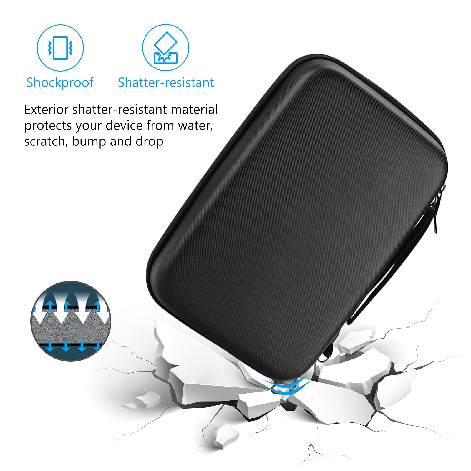 ProCase Hard Travel Electronic Organizer Case for MacBook Power Adapter Chargers Cables Power Bank