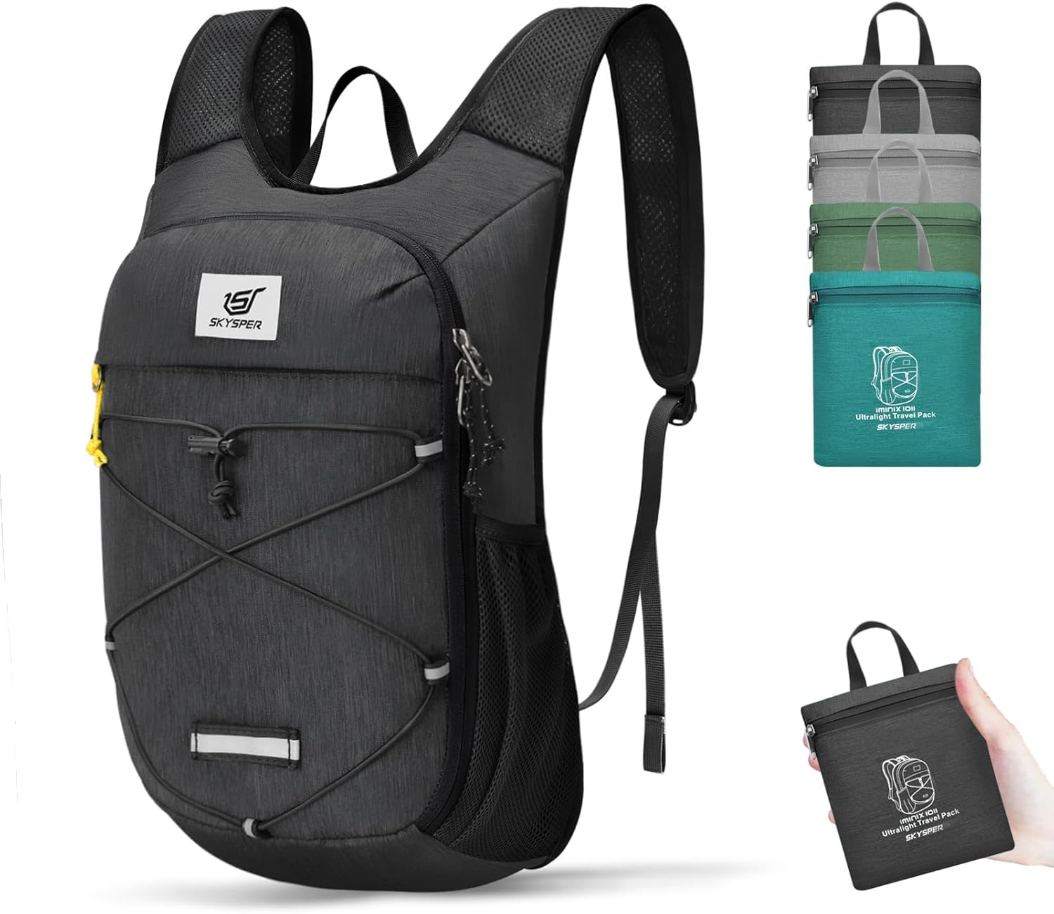 SKYSPER Foldable Hiking Backpack - 10L Small Lightweight Daypack Breathable Travel Backpacks for