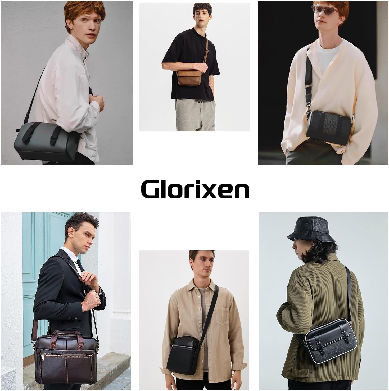 Men's Genuine Leather Crossbody Sling Bag, Small Chest Shoulder Messenger Bag with Adjustable Strap