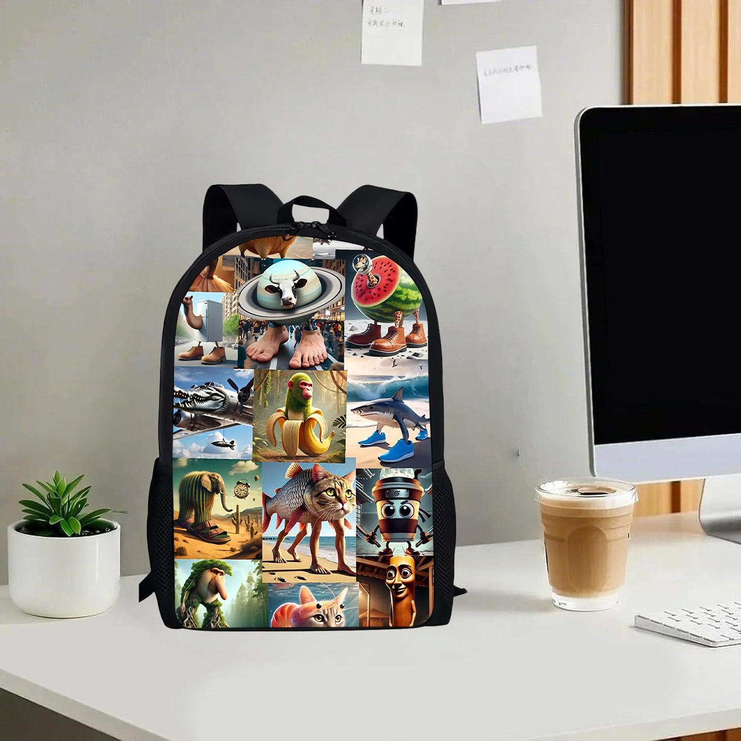  3PCS Italian Brainrot Casual Large Daypack Backpack,17in Shoulder Waterproof Lightweight Daypack Gifts (Color 6)