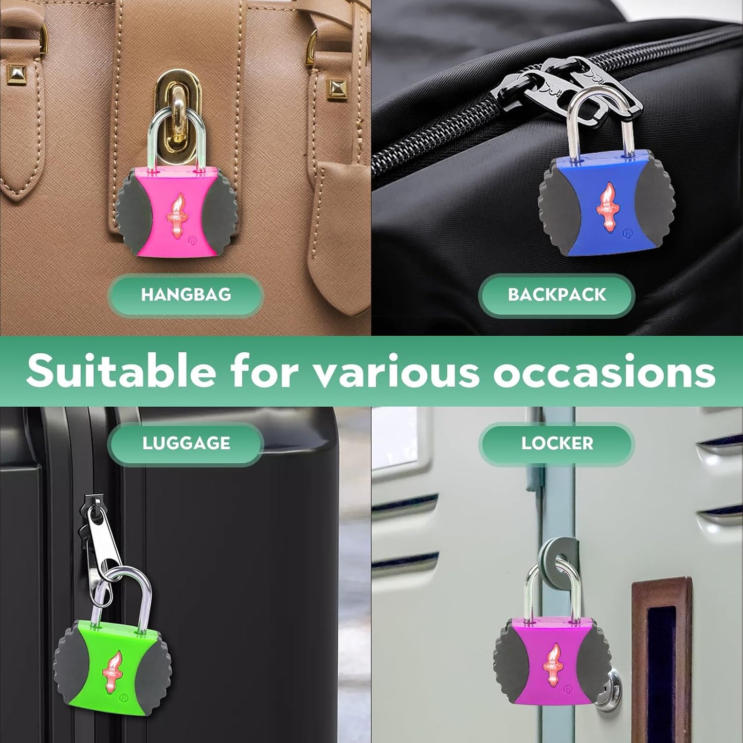 TSA Approved Luggage Lock and 6 Luggage Tags, Suitcase Locks with Keys and PPR/ABS Around Body, Suit for Suitcase,Luggage,Backpack,Laptop Bag,Locker 6 Pack Color Mixed
