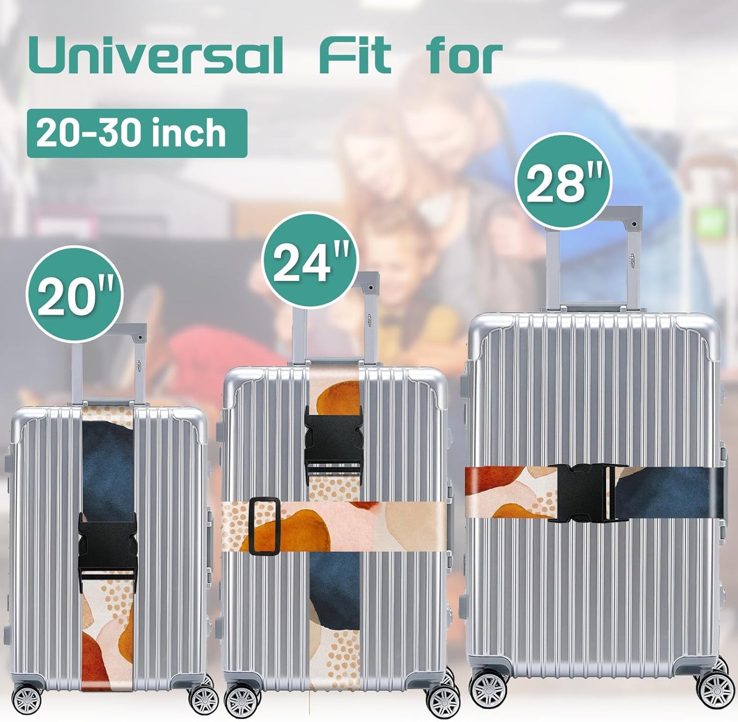 Slohif Luggage Straps for Suitcases Travel Belt Accessories Luggage Connector Identifiers Over Handle with Buckle Unique Nylon Adjustable Strap for Sleeping Bag Car Seat Art(2 Pack)
