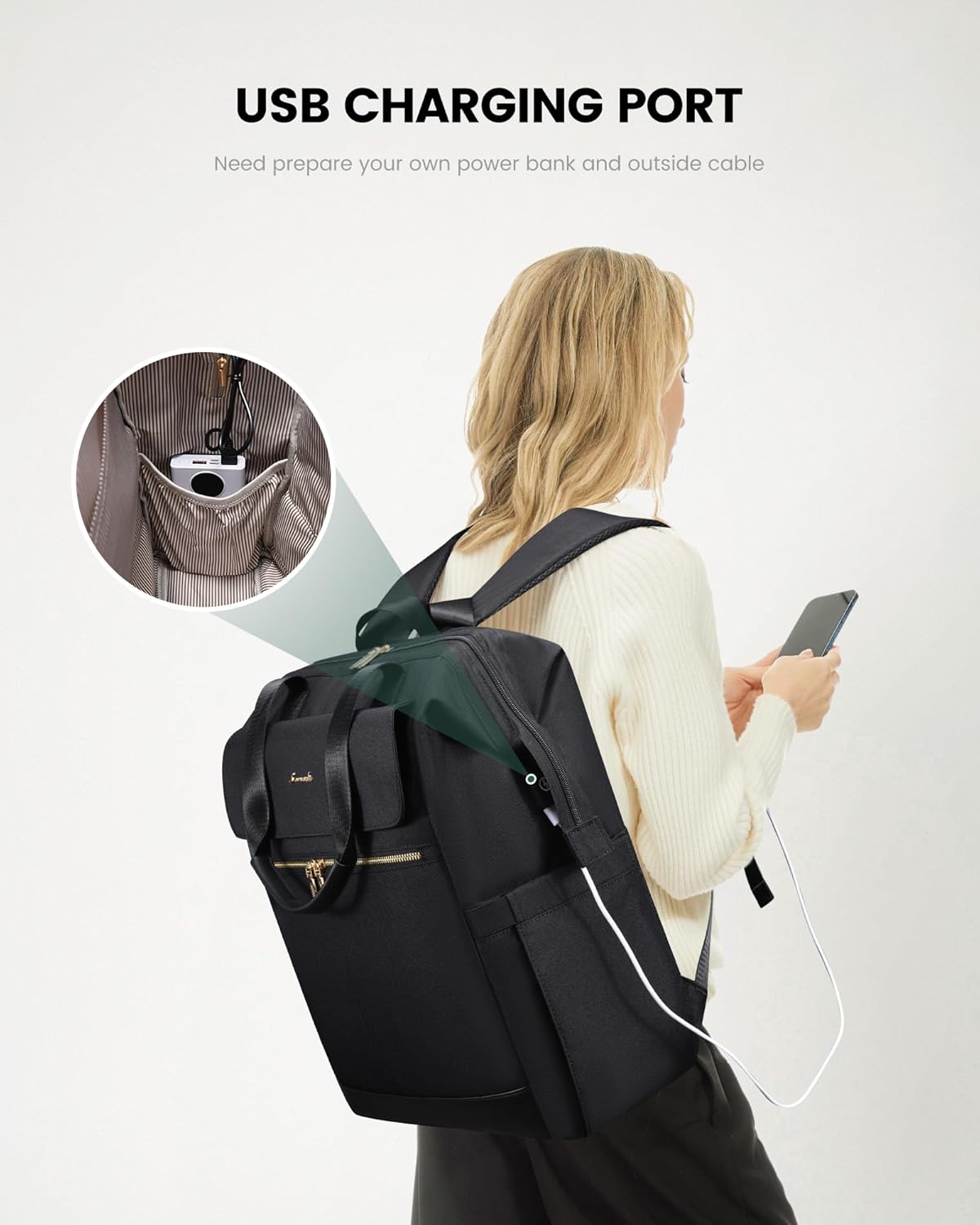 LOVEVOOK 18 Inch Laptop Backpack for Women, Large Capacity Travel Backpack with Organizer Bag, Waterproof Carry on Backpack Purse Work Bag with USB Port for College Teacher Nurse, 2PCS