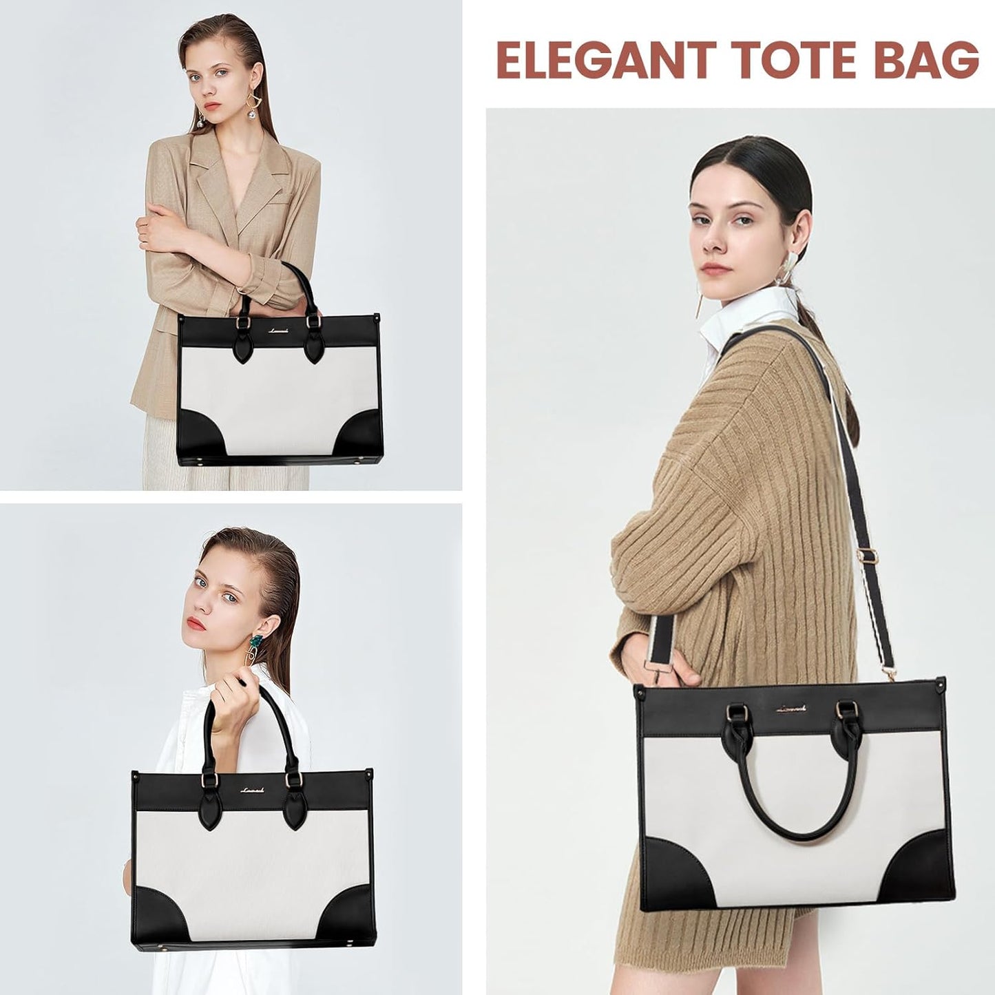 LOVEVOOK Laptop Bag for Women 15.6 lnch,Waterproof Laptops Tote Bags for Womens,Professional Work Bags for Women with Cup Holder,Large Laptop Purse Computer Briefcase Office Teacher Clutch Bag,2 PCS