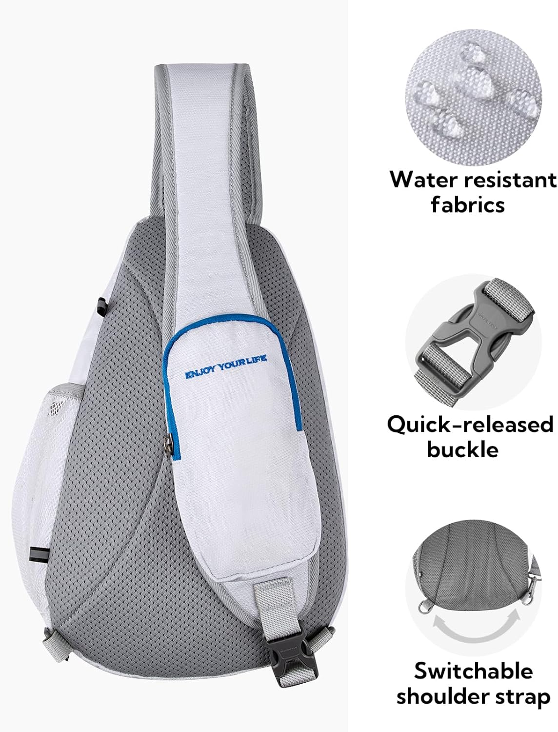 WATERFLY Crossbody Sling Bag Small Water Resistant Backpack Lightweight Shoulder Chest Daypack for Men Women Hiking Travel