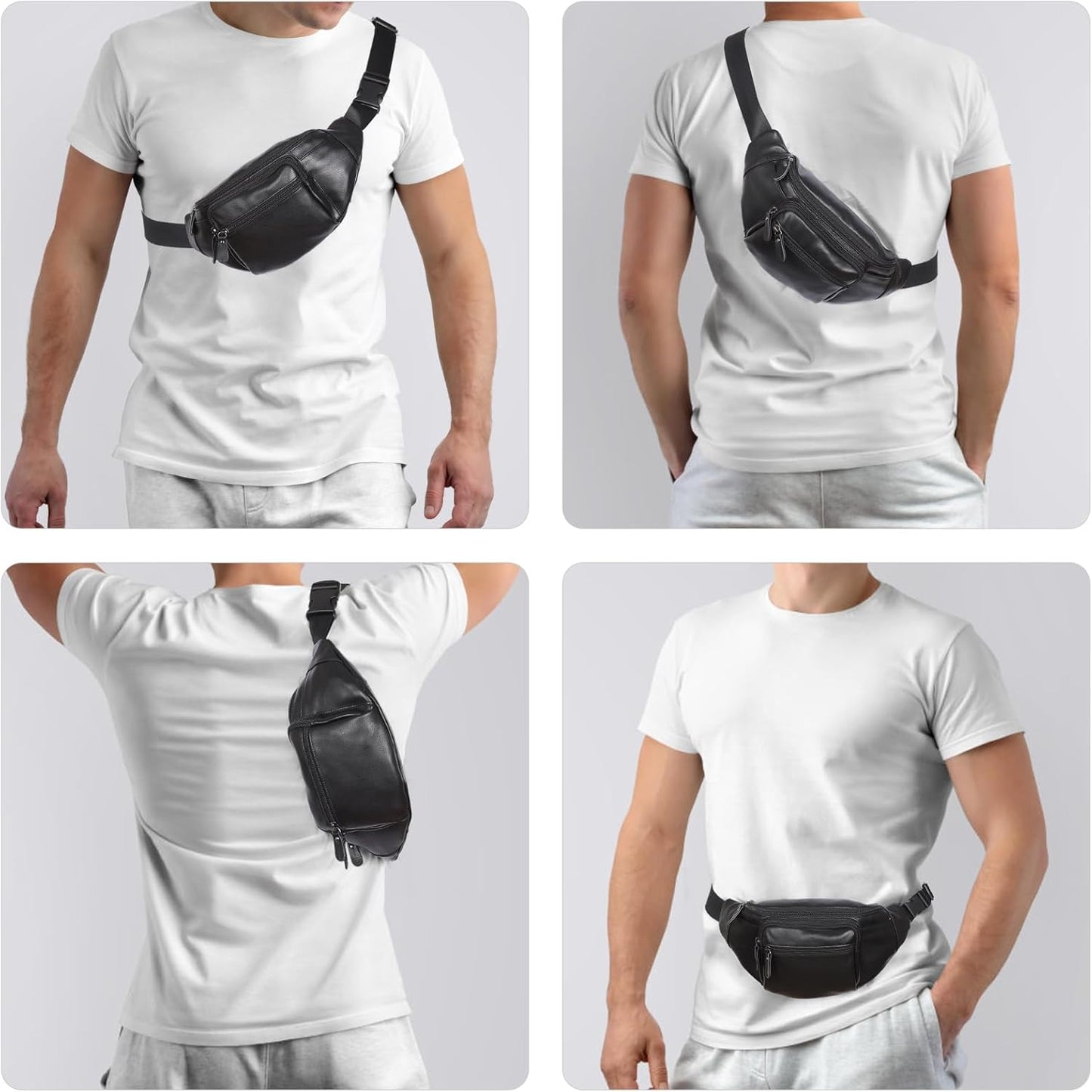 Polare Genuine Leather Fanny Pack/Waist Bag/Organizer (Classic Style)