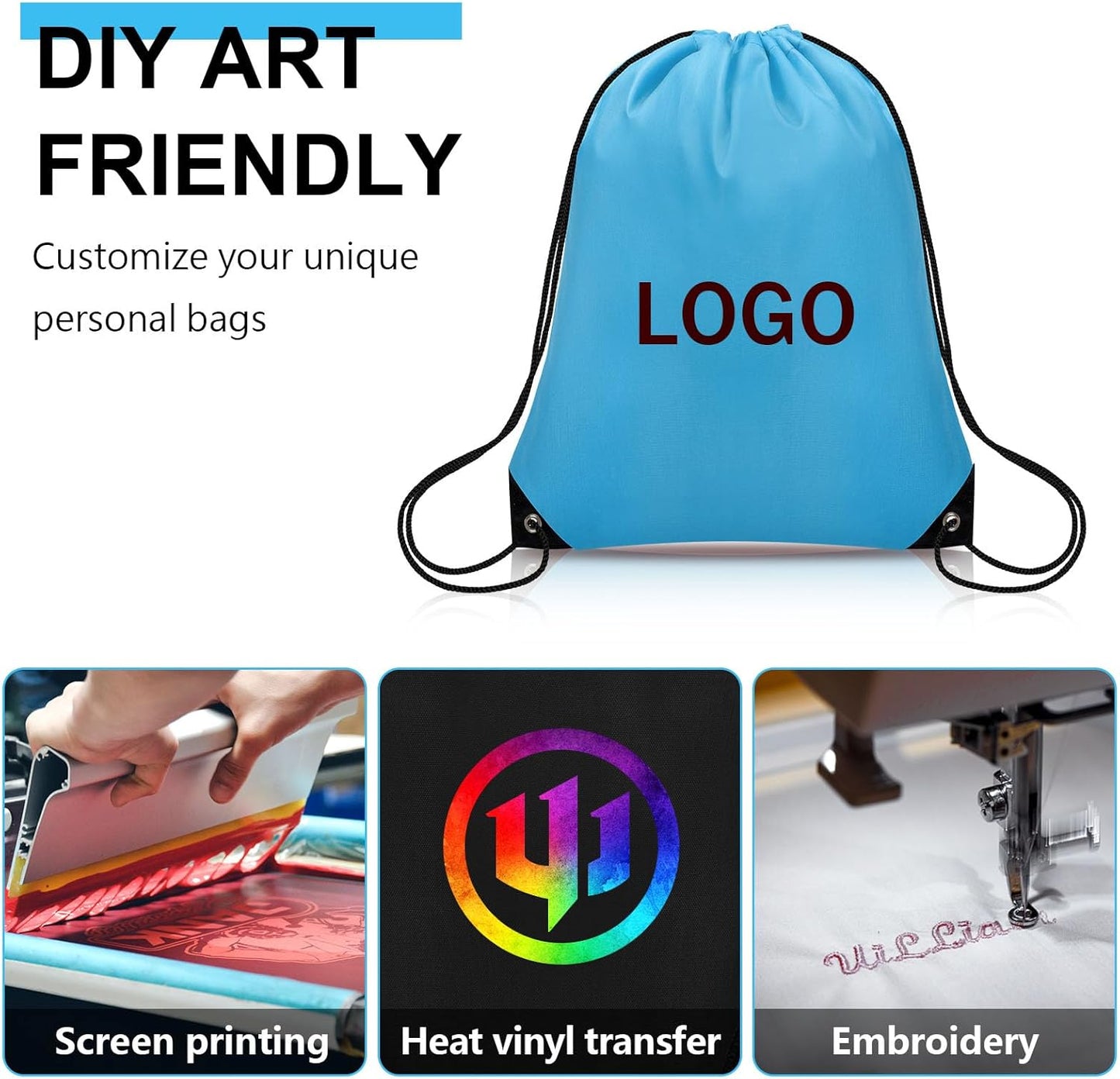 50Pcs Drawstring Backpack Bulk Cinch Bag, Drawstring Bags Polyester for Gym Sports Beach Party Trip (10 Colors)