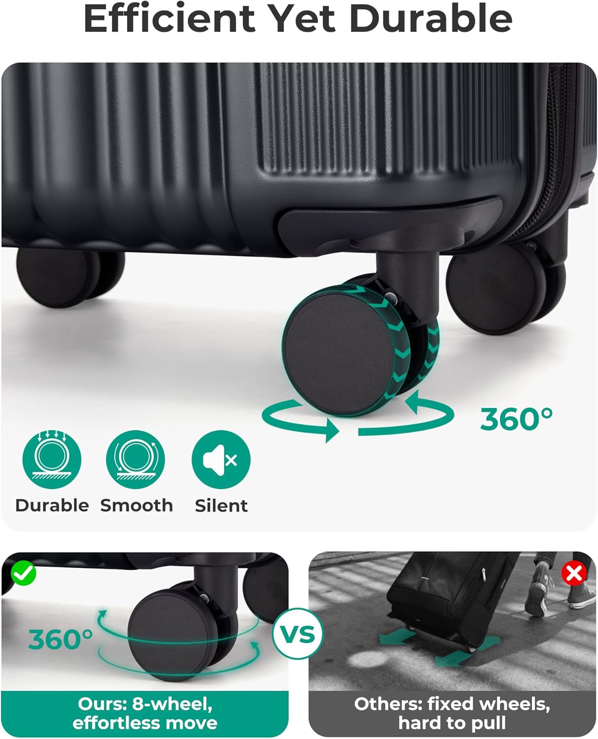 BAGSMART Carry On Luggage 22x14x9 Airline Approved, Lightweight luggage with Spinner Wheels, 20 Inch Expandable Hardside Carry On Suitcase with TSA Lock Rolling Travel suitcase Carry-On, Black