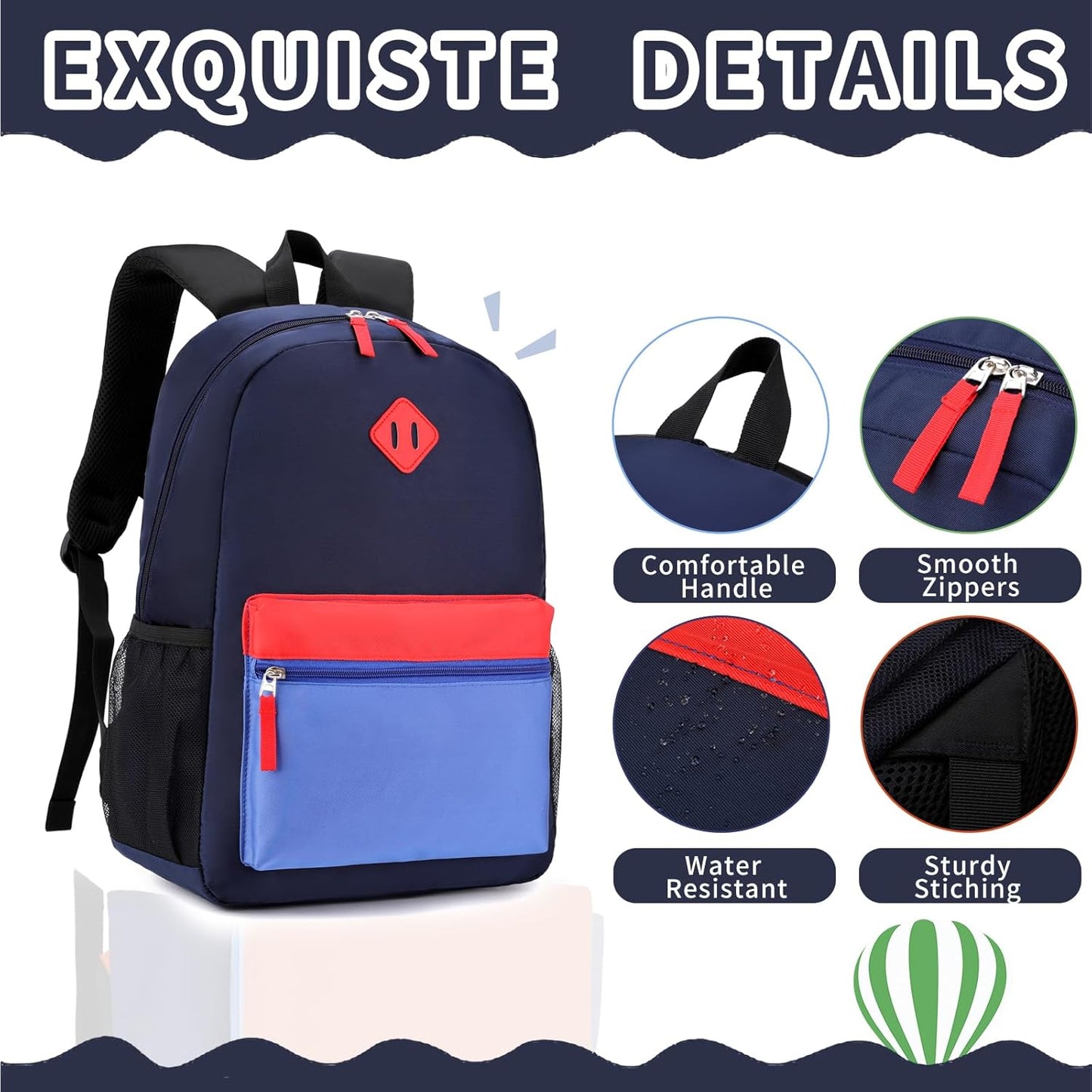 Toddler Backpack, Preschool Backpack for Kids Boys and Girls Kindergarten Preschool Bookbag with Chest Buckle 3-6Years (Navy Blue, Medium-15inch)