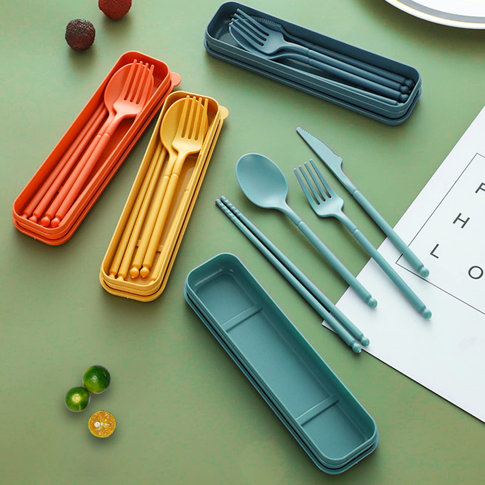 Travel Utensils, Reusable Utensils Set with Case, Camping Plastic Cutlery