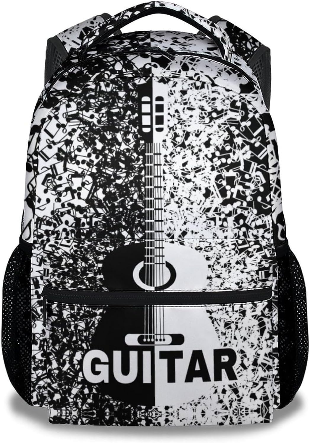 Mercuryelf Guitar Backpack for Girls & Boys - 16 Inch Black White Backpacks for School - Cool