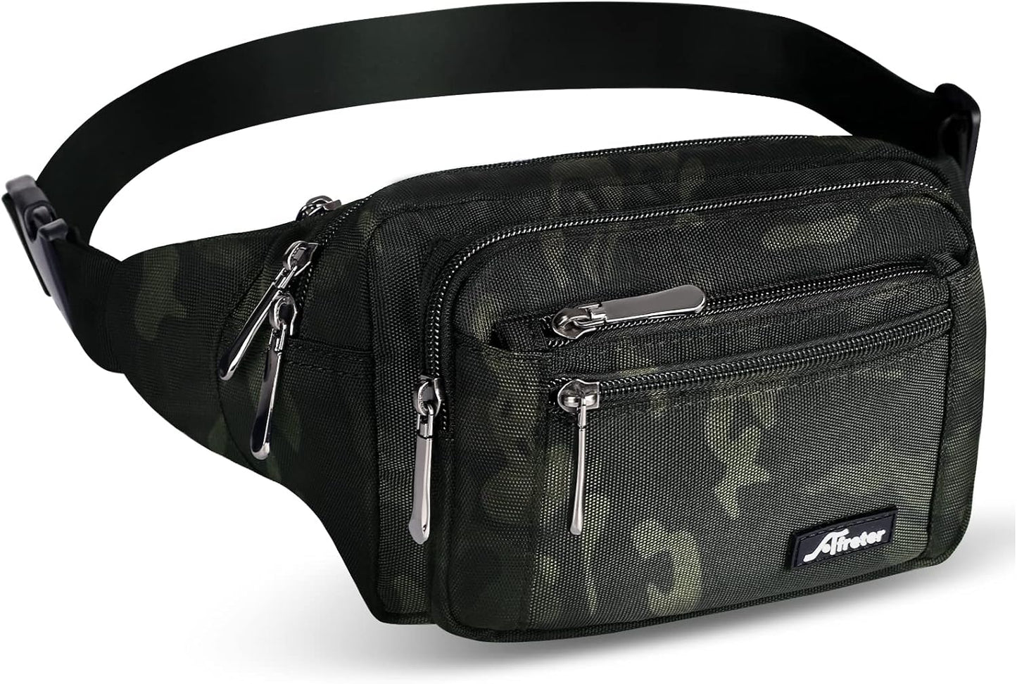 Waist Pack Bag Fanny Pack for Men&Women Hip Bum Bag with Adjustable Strap for Outdoors Workout Traveling Casual Running Hiking Cycling (Black Camo)