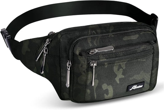 Waist Pack Bag Fanny Pack for Men&Women Hip Bum Bag with Adjustable Strap for Outdoors Workout Traveling Casual Running Hiking Cycling (Black Camo)