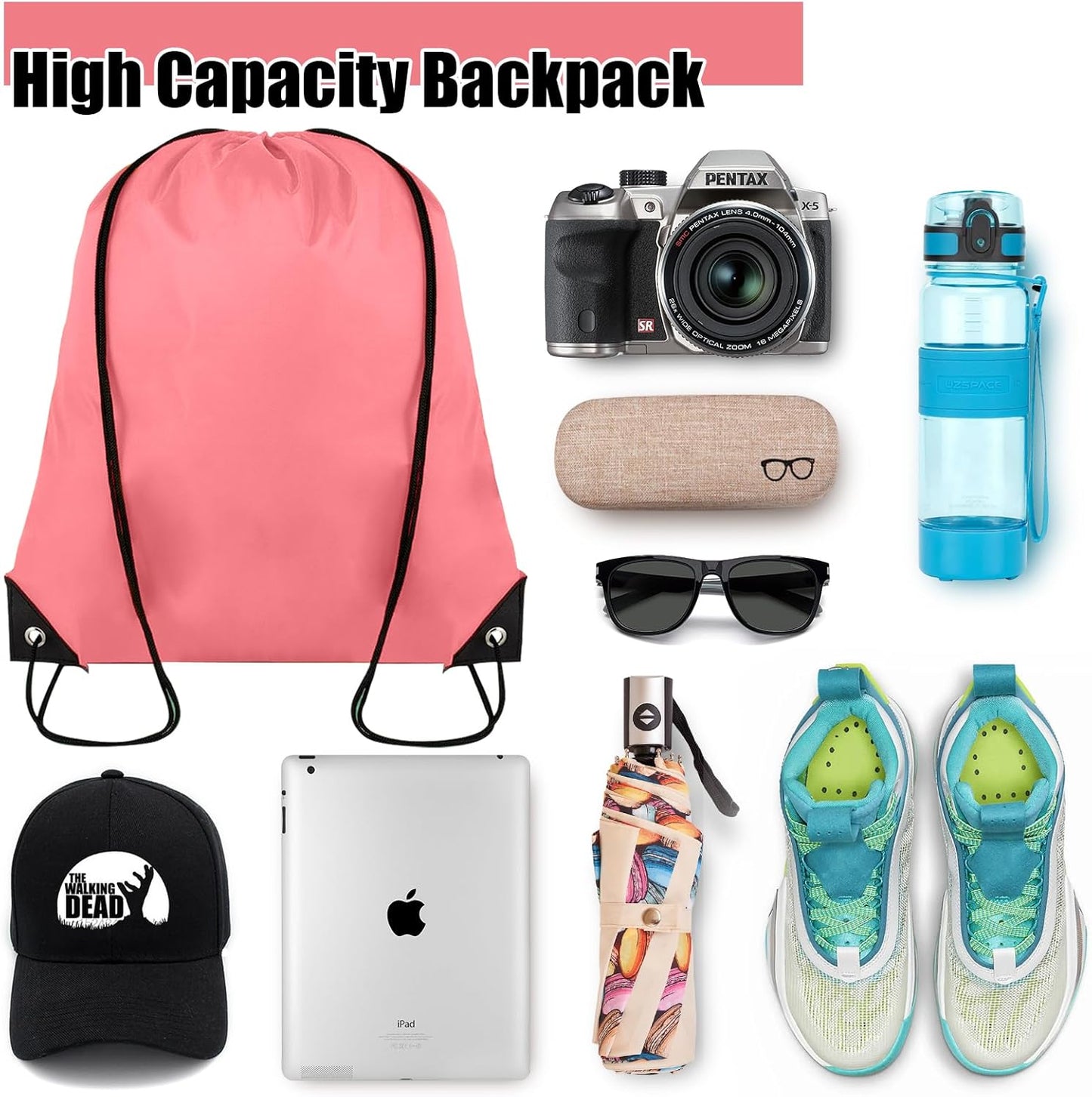 40 Pieces Drawstring Backpack Bulk Cinch Sackpack Ployster Drawstring Bags for Gym Party Trip(Peachy)