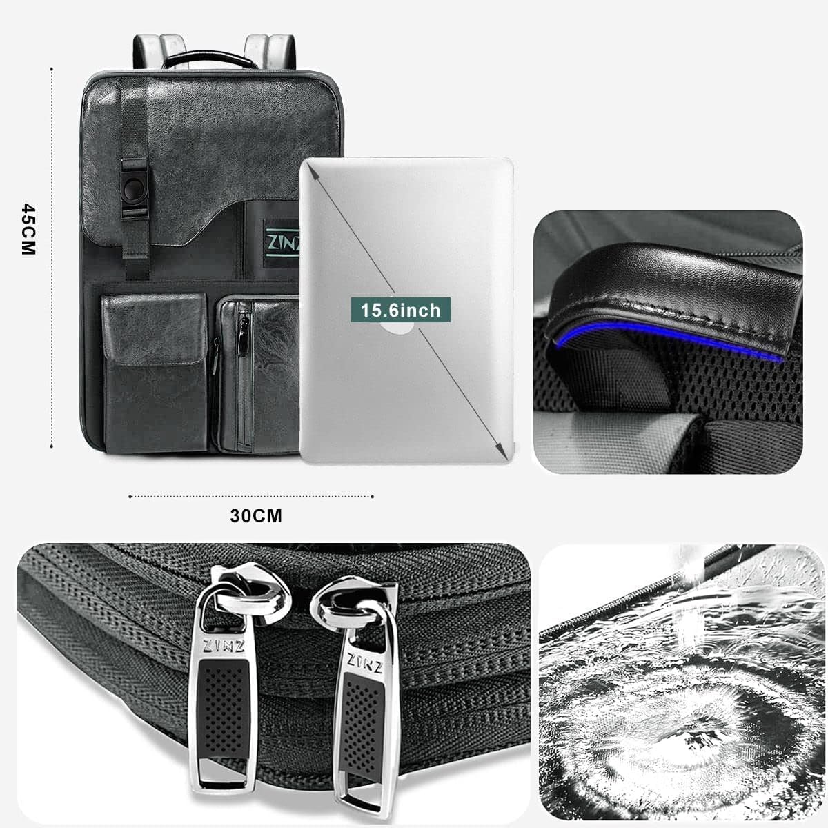 Slim & Expandable Laptop Backpack 15.6 Inch, Computer Rucksack Water Resistant Bag, Anti-Theft Travel Daypack for Men and Women-Gray