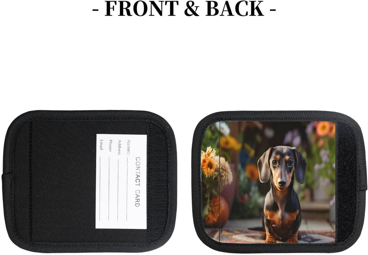 Luggage Handle Wraps Cute Dachshund Dog Luggage Identifiers Soft Neoprene Luggage Handle Wraps For Suitcase Trolley Handle Grip Cover 2 Pack Luggage Tags