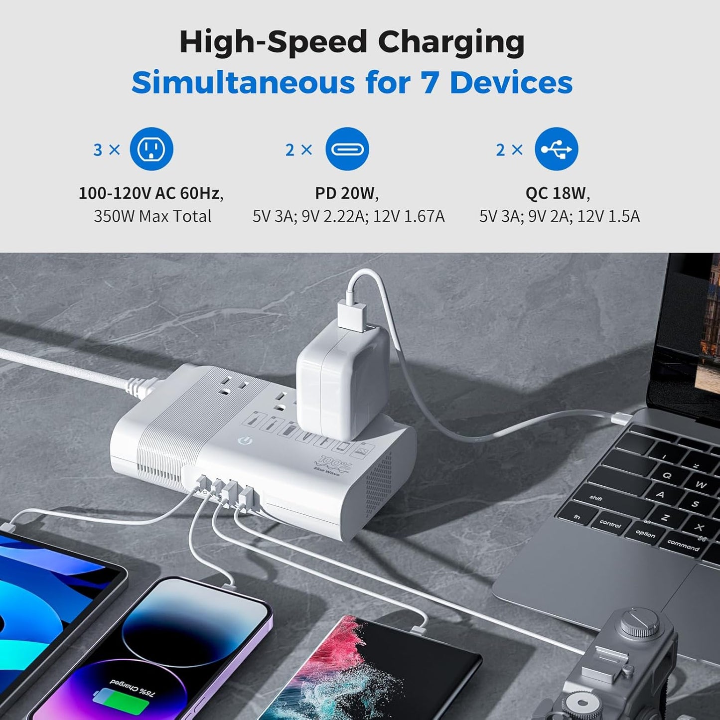 [Game-Changer] DOACE 500W Max 220V to 110V Converter, 50Hz to 60Hz Voltage Converter for European Travel, 100% Pure Sine Wave Voltage Converter US to Europe for CPAP Hair Straightener Laptop Phone