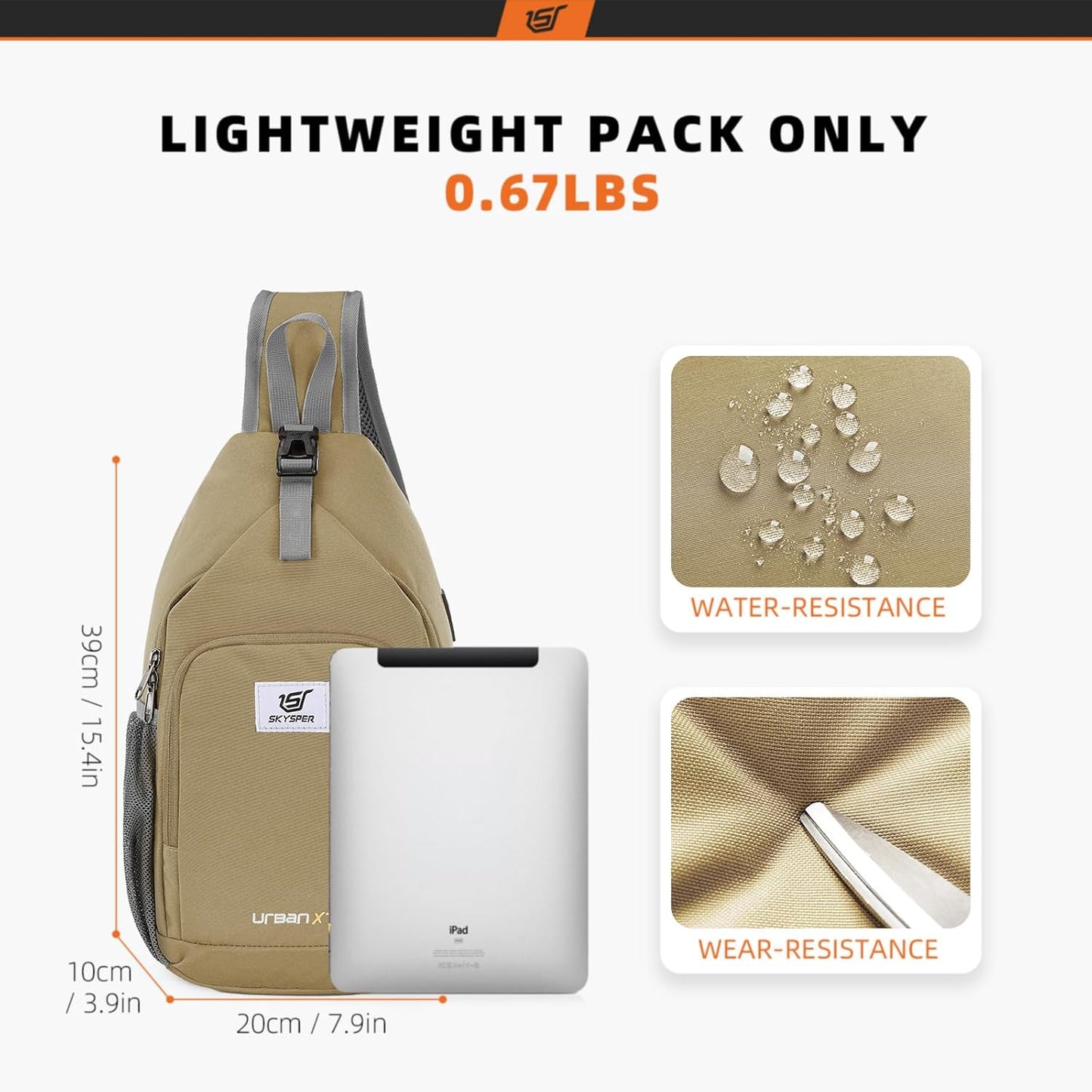 SKYSPER Sling Bag RFID Crossbody Sling Backpack Cross Body Shoulder Bag Travel Hiking Daypack for