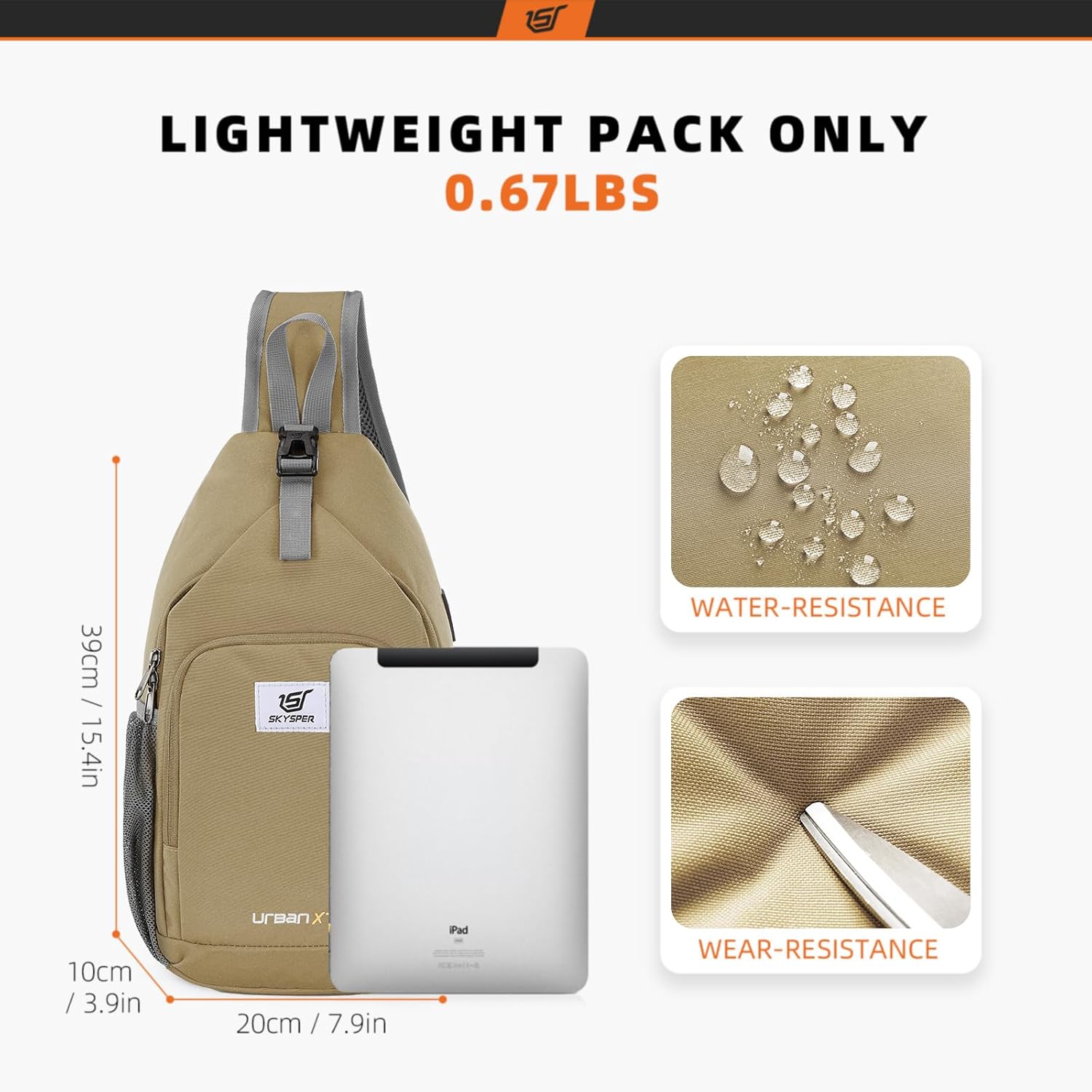 SKYSPER Sling Bag RFID Crossbody Sling Backpack Cross Body Shoulder Bag Travel Hiking Daypack for