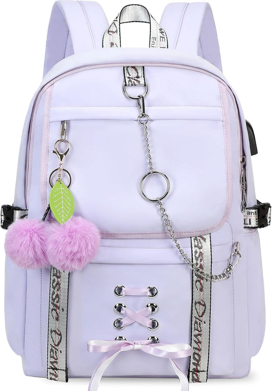 Teen Girl School Backpack for Girls Backpack Kids Gothic Bookbag School Backpacks for Girls Teens (Purple)