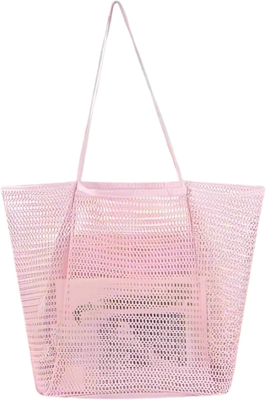 Sohum Living Lightweight Foldable Mesh Tote Bag for Beach & Travel – Large Sandproof Quick-Dry Bag with Durable Handles