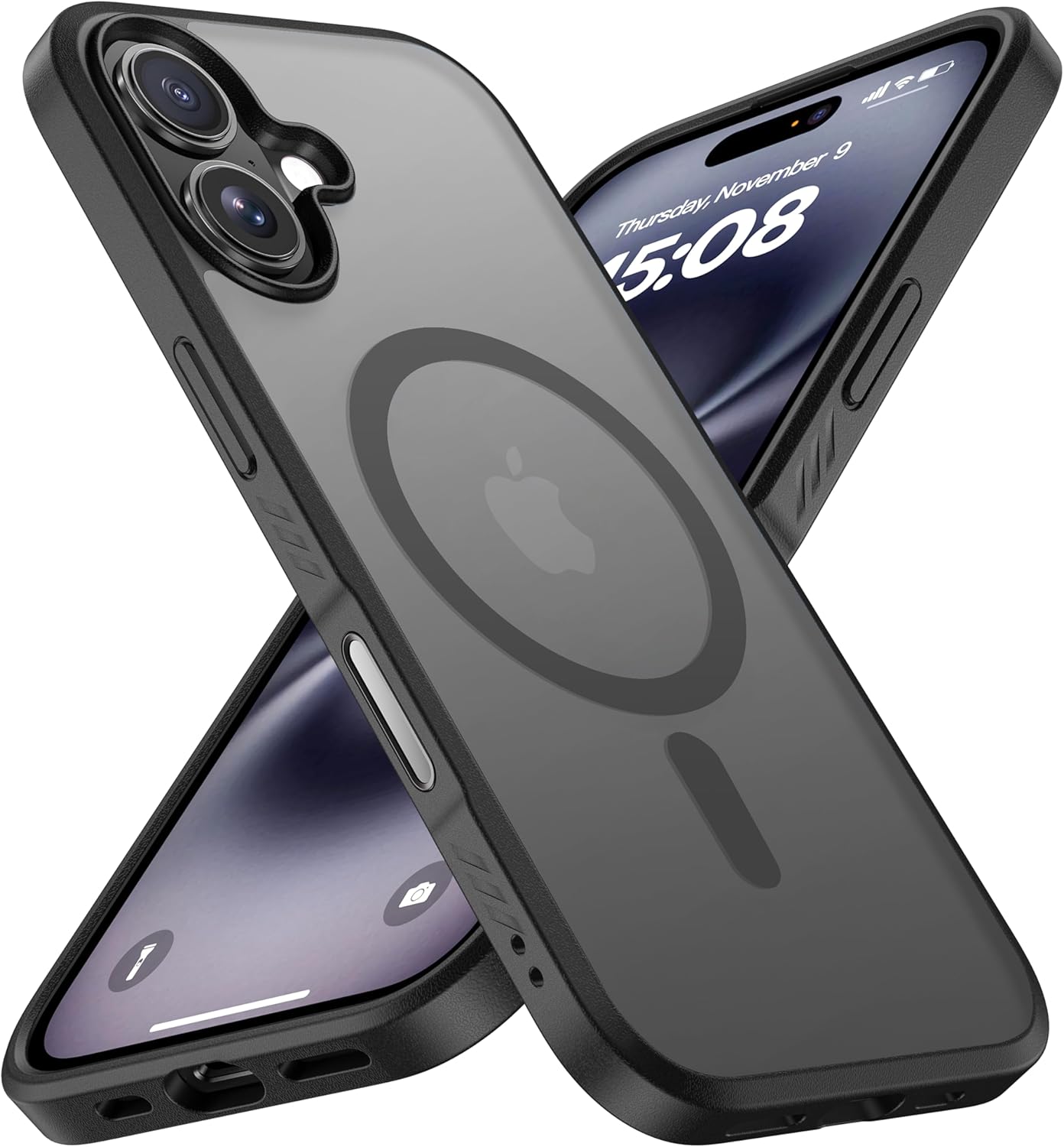 CellEver Strong Magnetic for iPhone 16 Case with Camera Control Capture Button [Camera Protection] [Military Drop Protection] [Compatible with MagSafe] Slim Translucent Matte Cover, Black