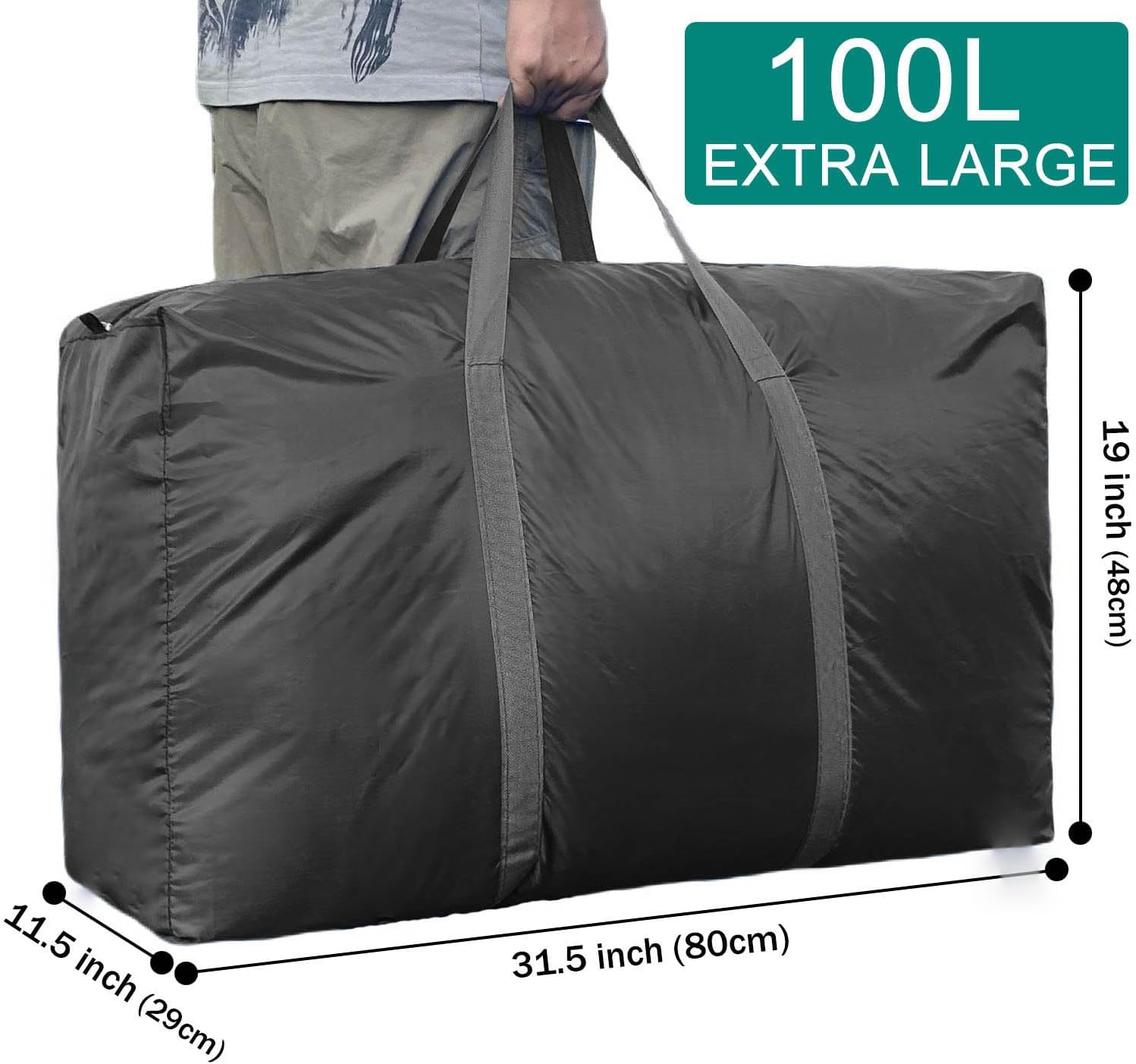 100L Extra Large Storage Bags, Big Moving Bags with Strong Zippers & Carrying Handles, Packing Bags
