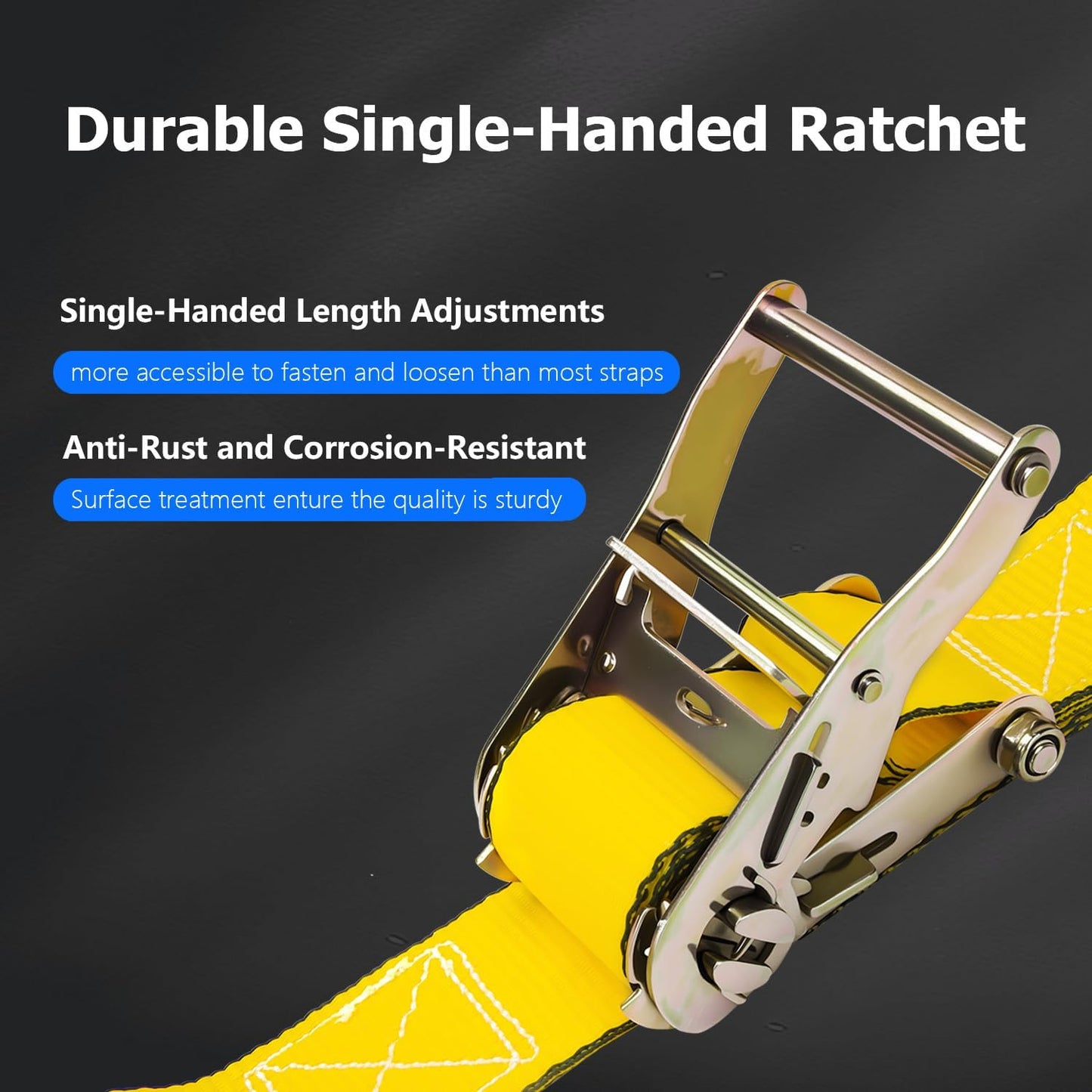 2 Inch Ratchet Strap Heavy Duty, 4Pack 15ft Tie Down Straps Ratchet with Double J Hook, 10000 LBS Break Strength, Cargo Ratchet Straps for Moving, Truck, Trailers, Motorcycles