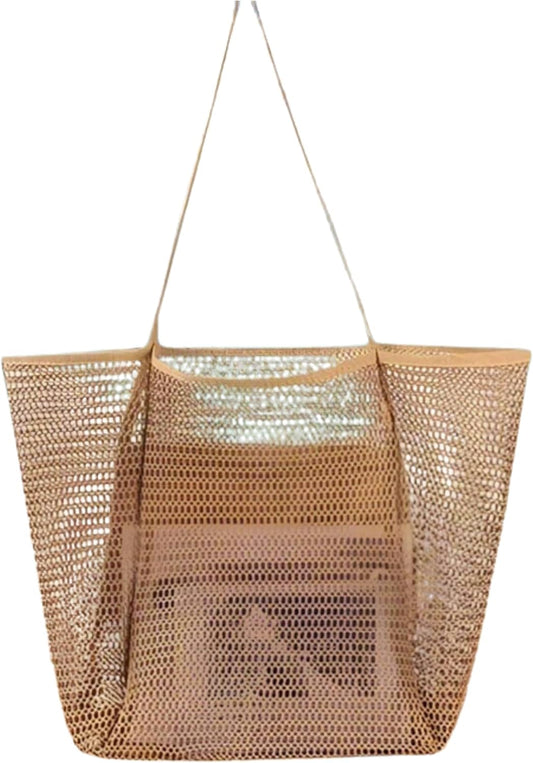 Sohum Living Lightweight Foldable Mesh Tote Bag for Beach & Travel – Large Sandproof Quick-Dry Bag with Durable Handles