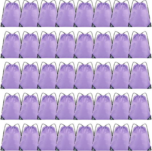 40 Pieces Drawstring Backpack Bulk Cinch Sackpack Ployster Drawstring Bags for Gym Party Trip(Lavender)