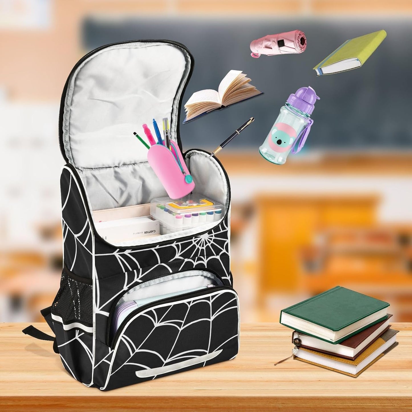 Goth Spider Web Cute Backpack For Girls Kids Backpack Boys Teen School Bag Bookbag Travel Daypacks
