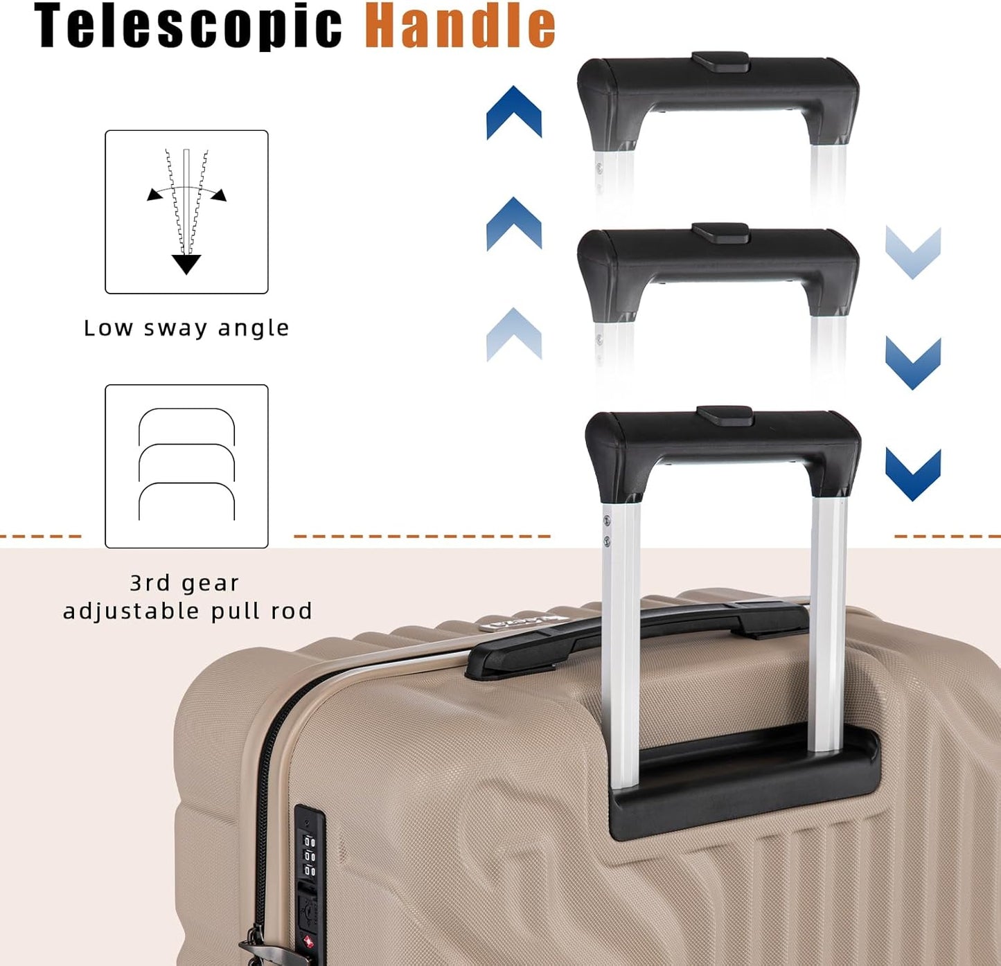 Luggage Sets Suitcase Sets 5 Piece Luggage Sets Suitcase with ABS Hard Shell Lightweight TSA Lock