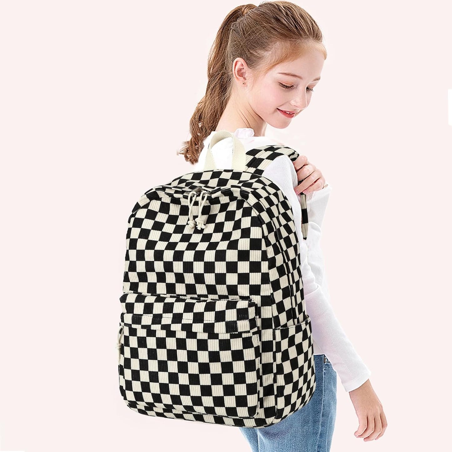 School Backpack for Teen Girls Bookbags Elementary High School Corduroy Laptop Bags Women Travel Daypacks