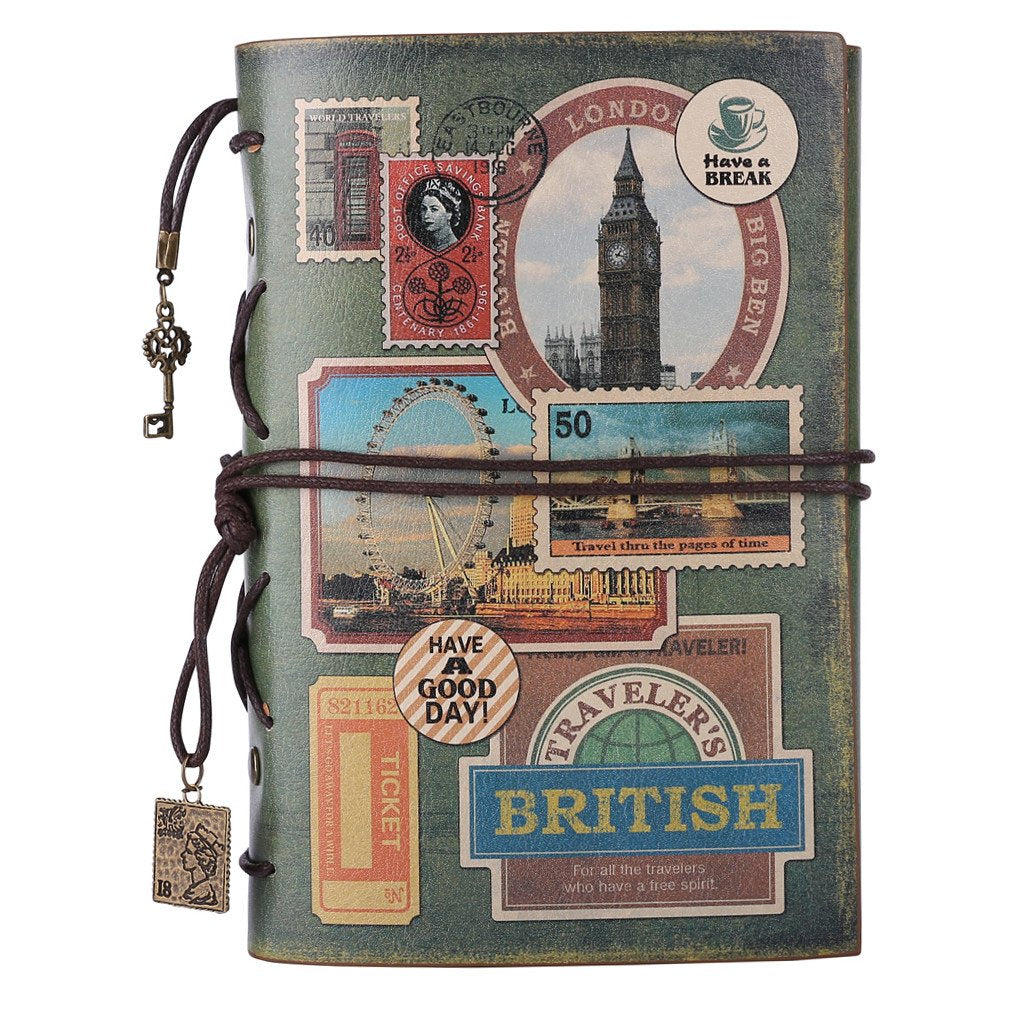 Refillable Journal Notebook, Vintage Travel Diary with Blank Pages, Gifts