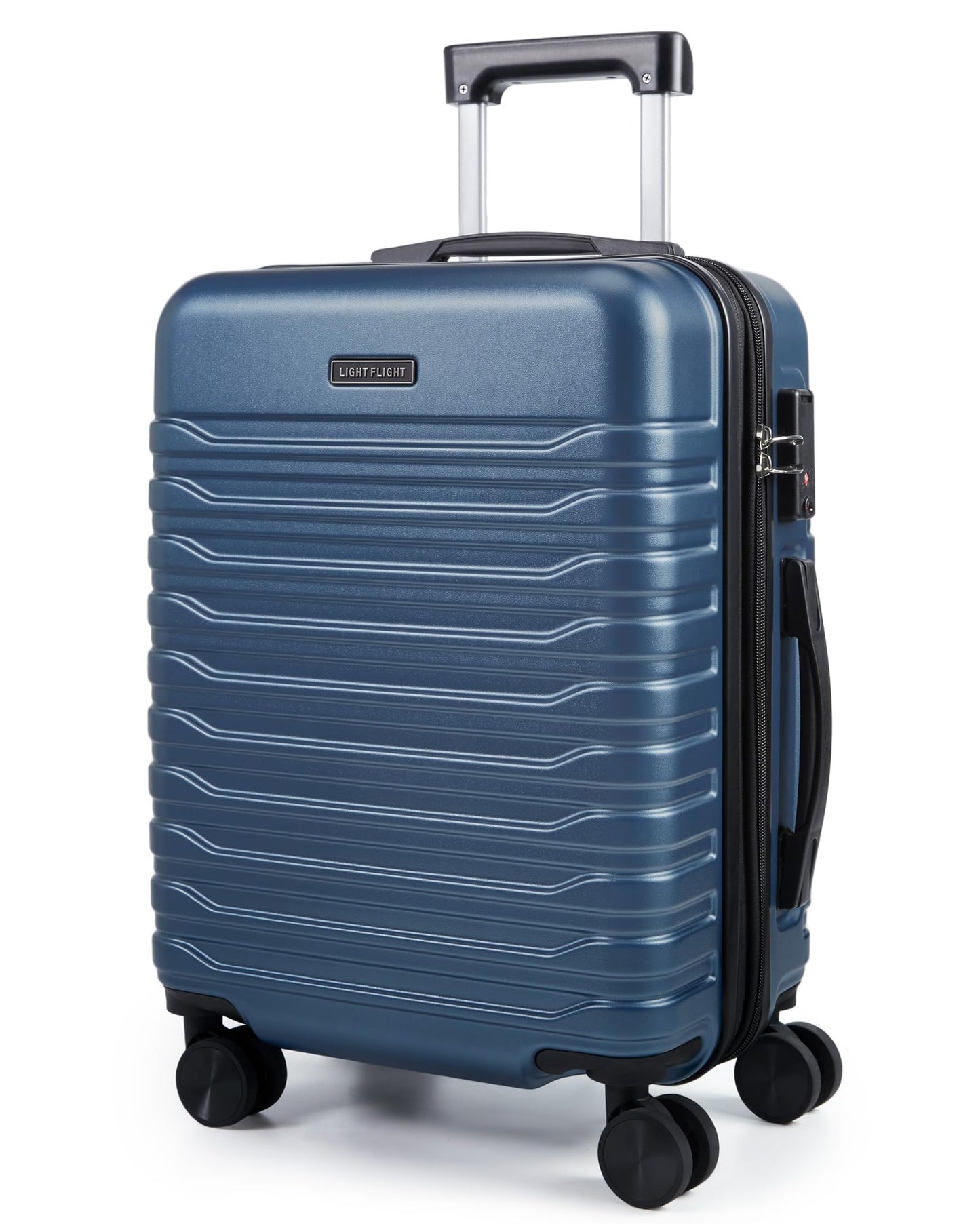 LIGHT FLIGHT Expandable 20" Carry On Luggage 22x14x9, TSA Lock, Blue