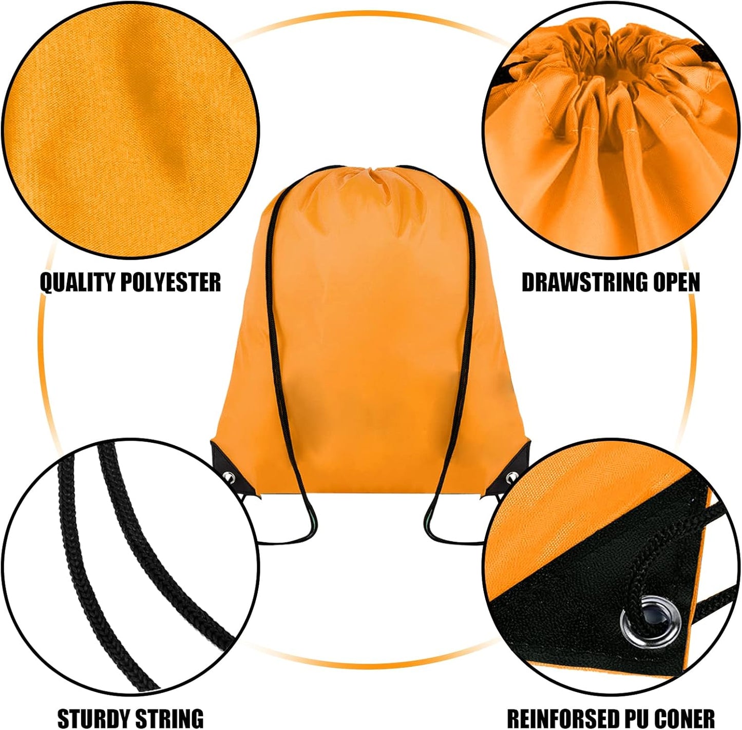 20 Pieces Drawstring Backpack Bulk Cinch Sackpack Ployster Drawstring Bags for Gym Party Trip(Orange)