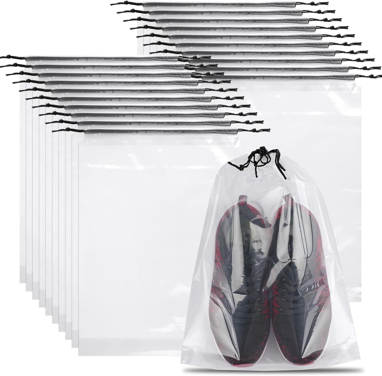 20 Pack Shoe Bags for Travel, Clear Travel Shoe Bags for Packing, Large Waterproof Portable Drawstring Travel Shoe Storage Bag Travel Essentials Women for and Men