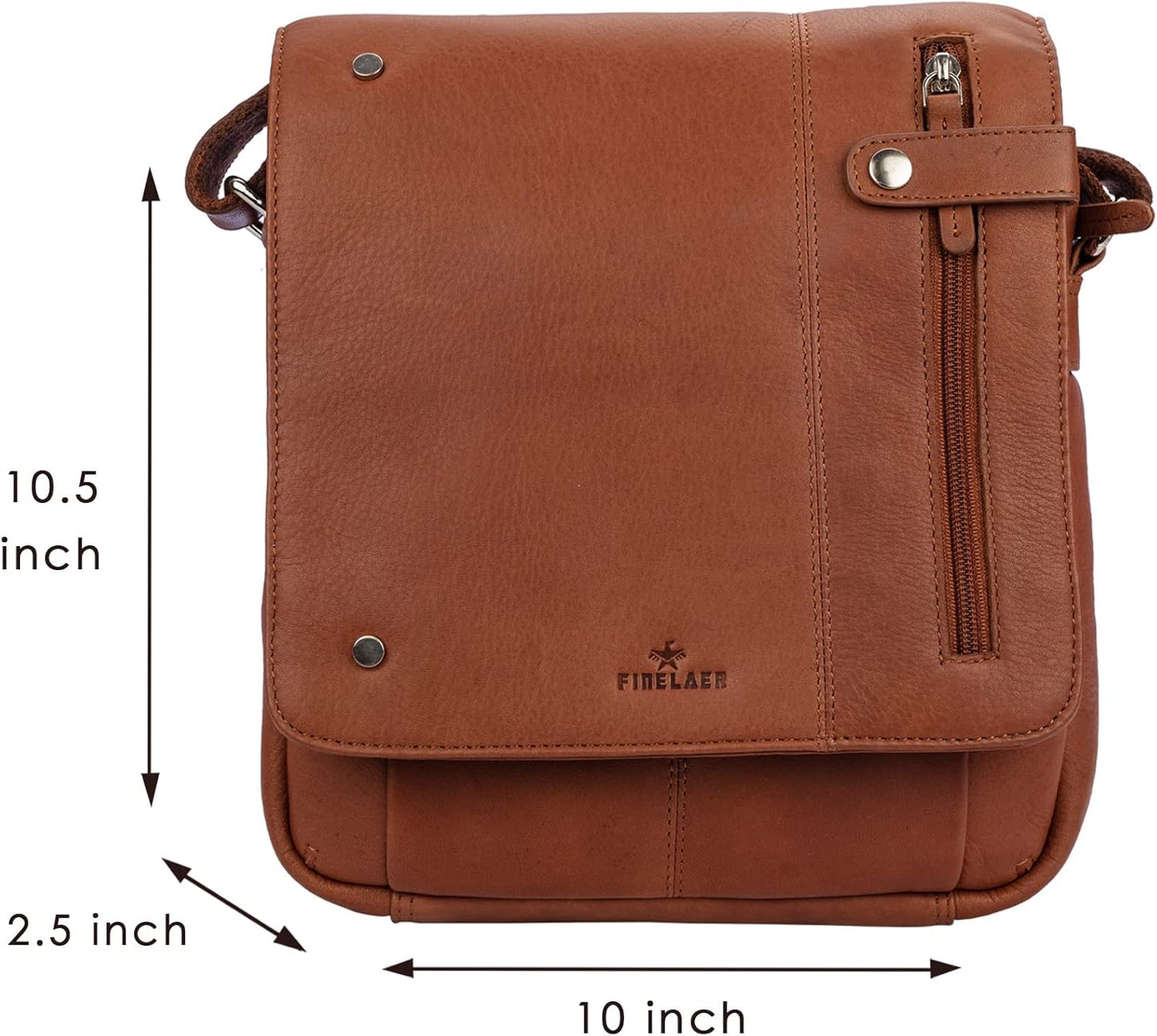 Vintage Leather Crossbody Bag Stylish Flap Over Shoulder Satchel for Men & Women