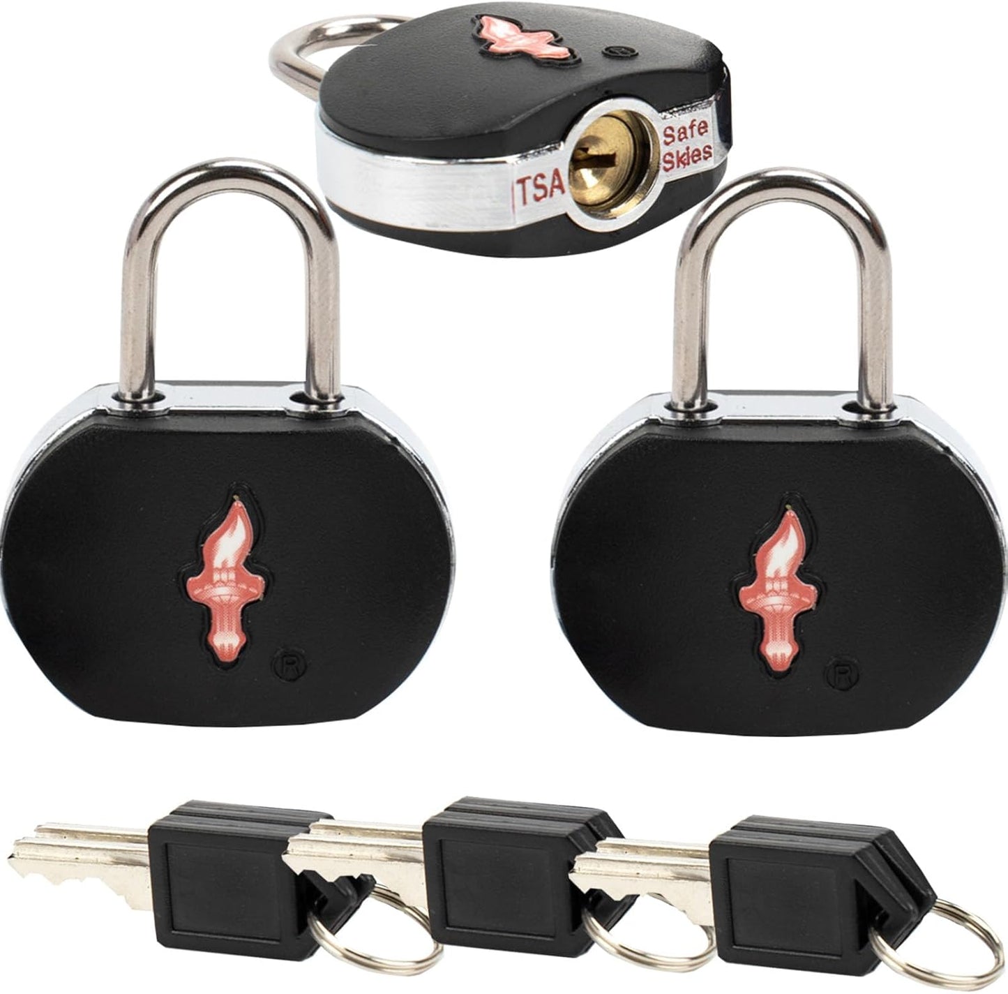 TSA Keyed Luggage Locks (3-Pack) - Suitcase Lock TSA Approved for Suitcases, Backpacks, Gym Lockers & School Bags | Compact & Durable ABS w/Electroplated Rings