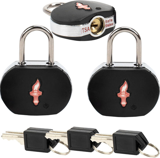 TSA Keyed Luggage Locks (3-Pack) - Suitcase Lock TSA Approved for Suitcases, Backpacks, Gym Lockers & School Bags | Compact & Durable ABS w/Electroplated Rings