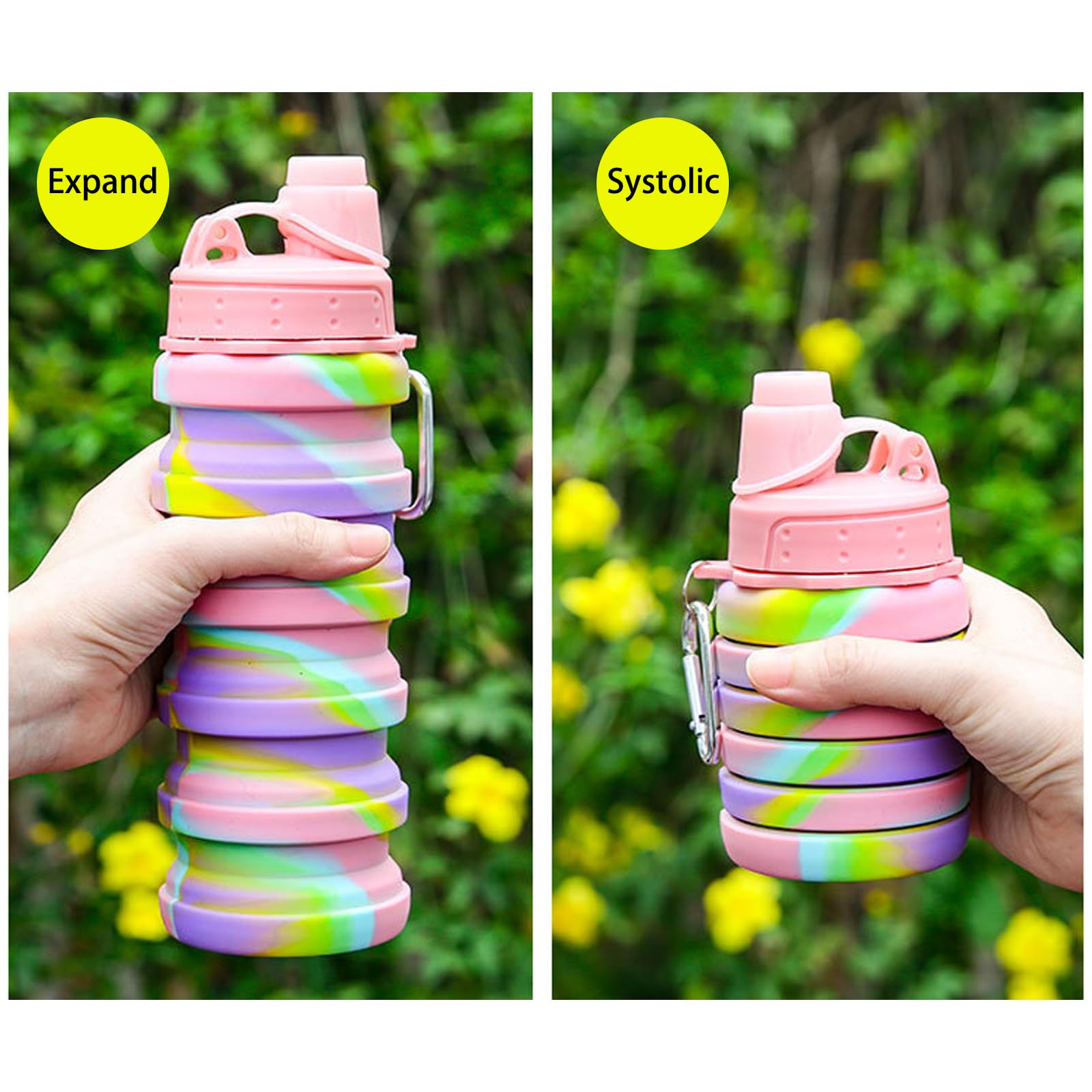 YCTMALL Collapsible Water Bottles Two Pack Travel Sports Portable Sport Water Bottle comes with