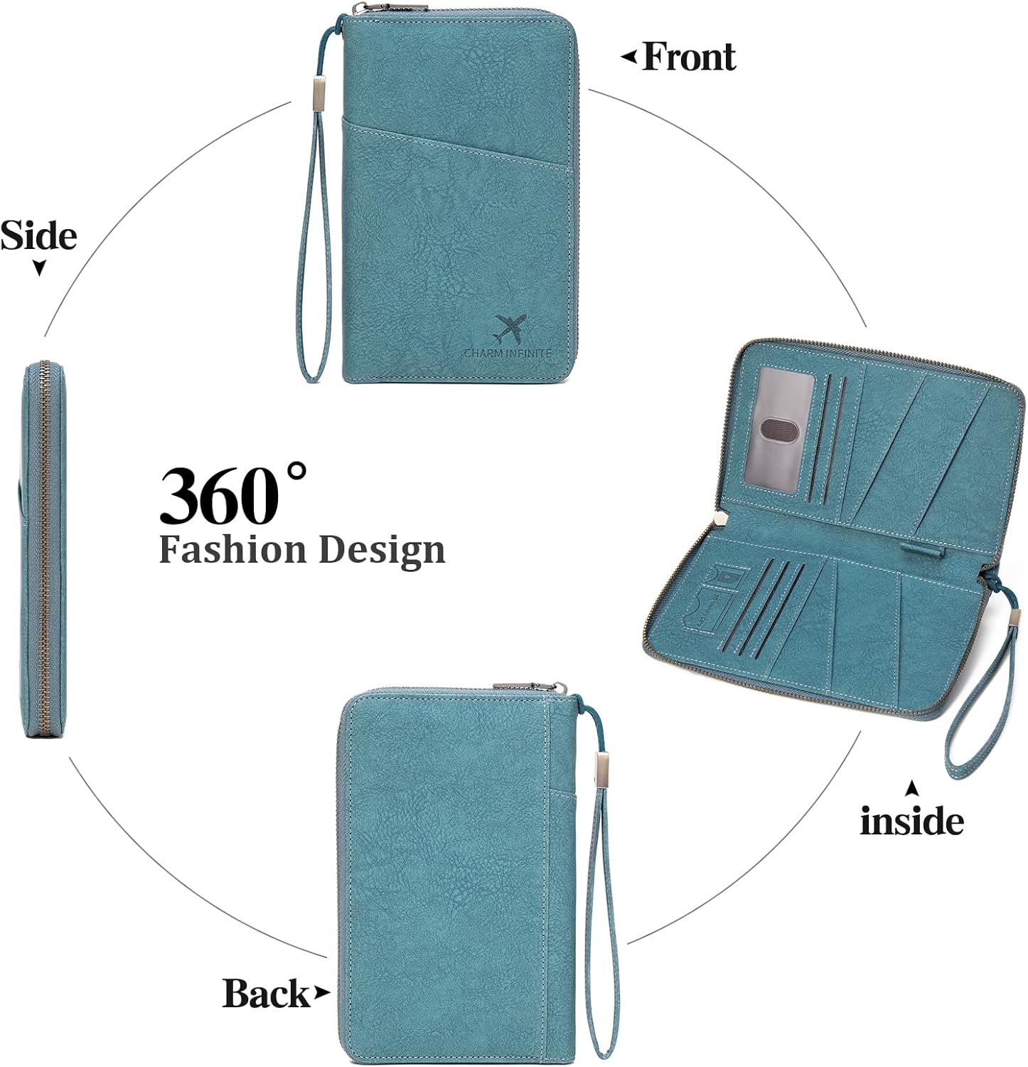 Family Passport Holder Wallet RFID Blocking Zippered Passport Wallet,Women and Men Travel Wallet
