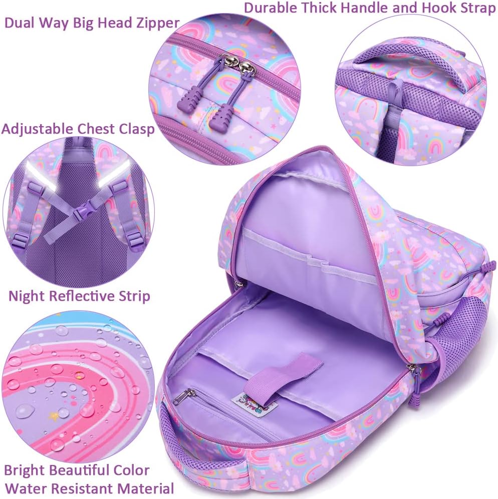 Meisohua Girls Backpack with Lunch Box 3 in 1 Set Kids Backpack for Girls Preschool Kindergarten Elementary School Backpack