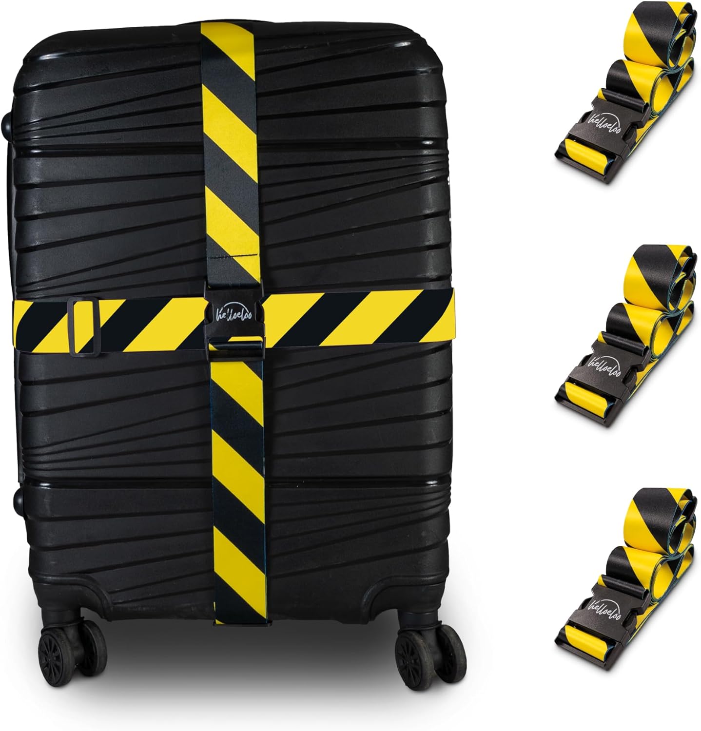 Adjustable Luggage Straps for Secure Travel,TSA Approved Heavy Duty Suitcase Belts with Quick-Release Buckle,Durable Travel Straps for Luggage Protection and Easy Identification 3 Pack (Black Yellow)