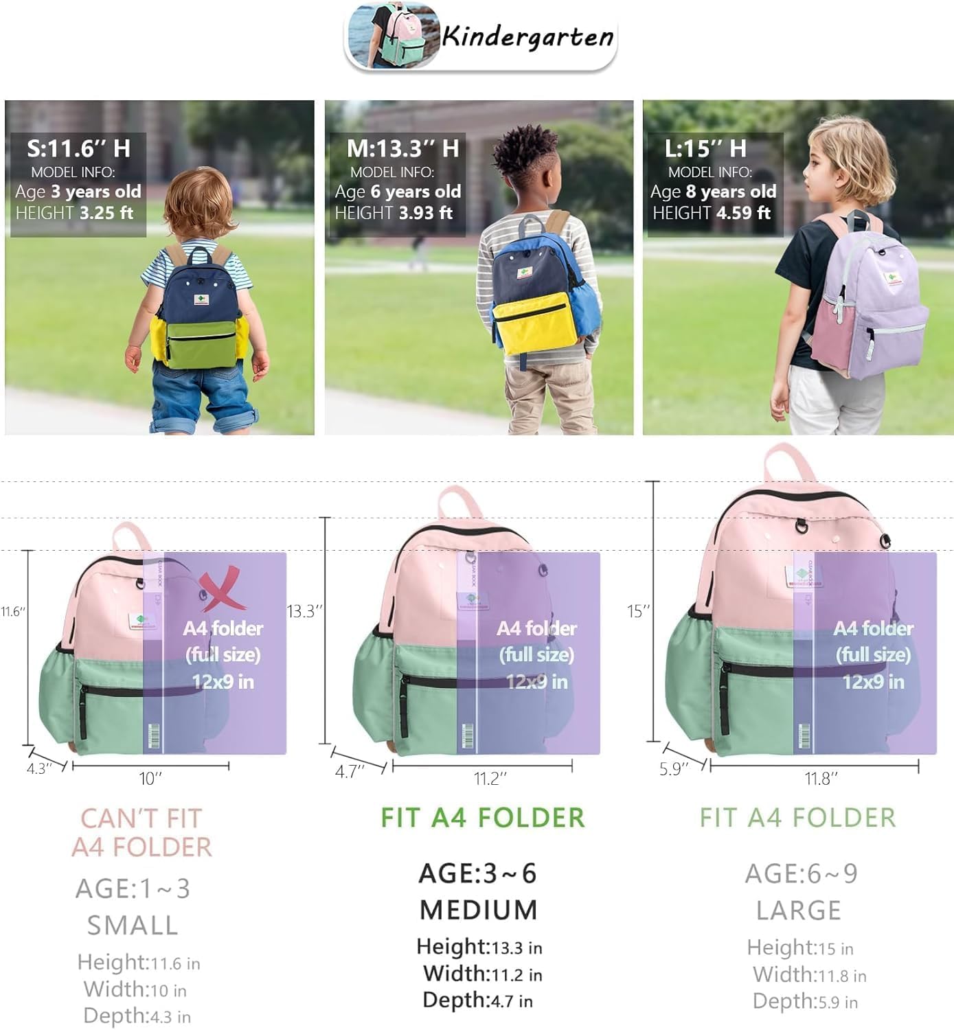 Kids Backpacks For Girls Boys, Backpack Kindergarten Elementary School, Bookbag Backpack For Kids, For School & Travel, Small Kids Child Toddler Backpack, 13" H, For Kids 3-5 Medium