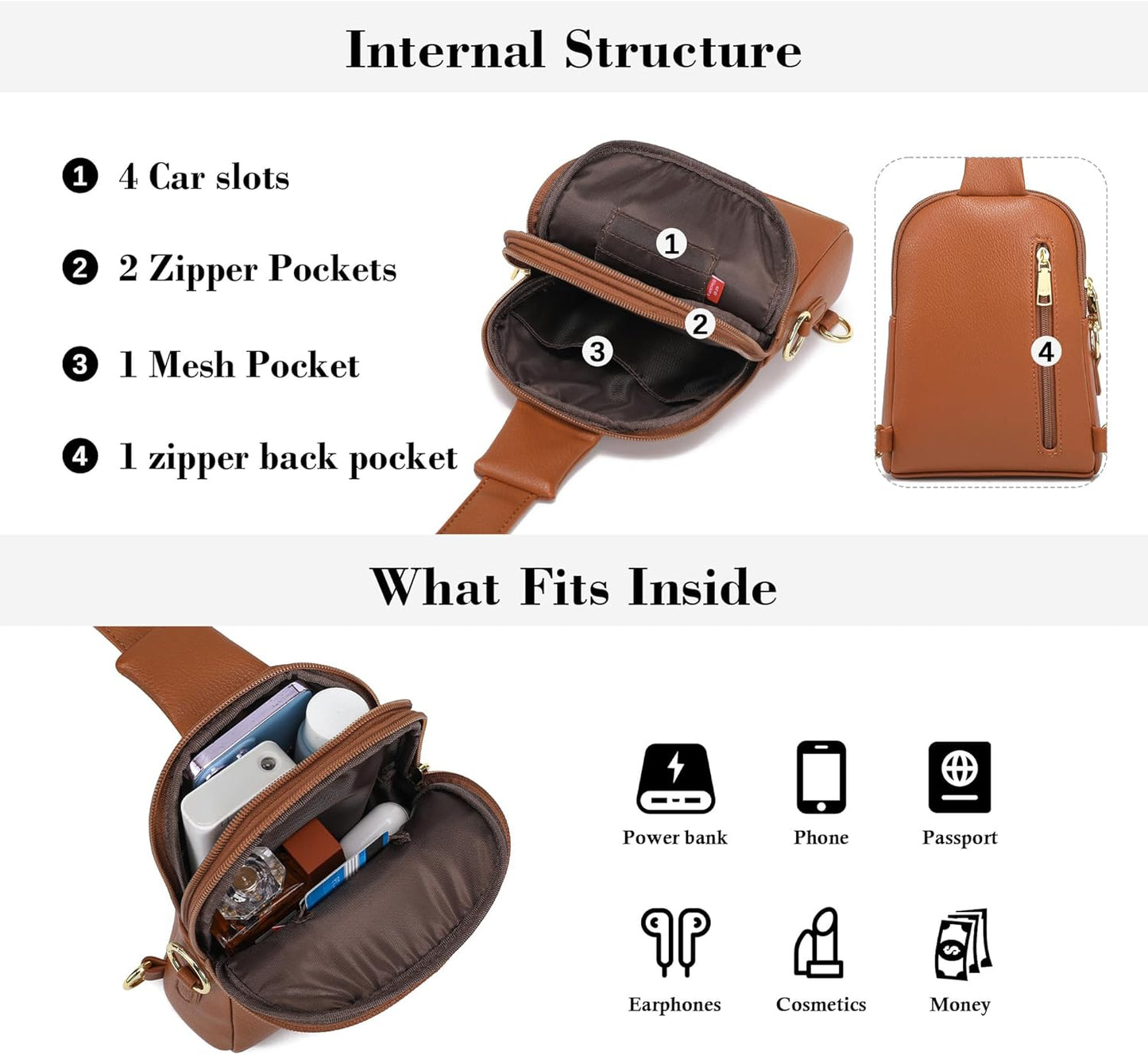 INICAT Travel Small Sling Bag Faux Leather Crossbody Bags Women Cross Body Bag Purses for Woman