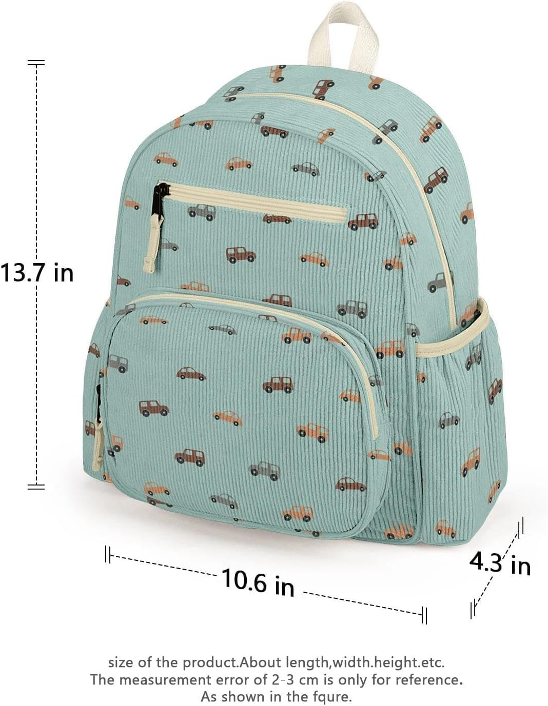 Corduroy Toddler Backpack for Boys 2-5, Cute Kids Backpacks Boys - Preschool Kindergarten Backpack 13.7" H Fit Folder