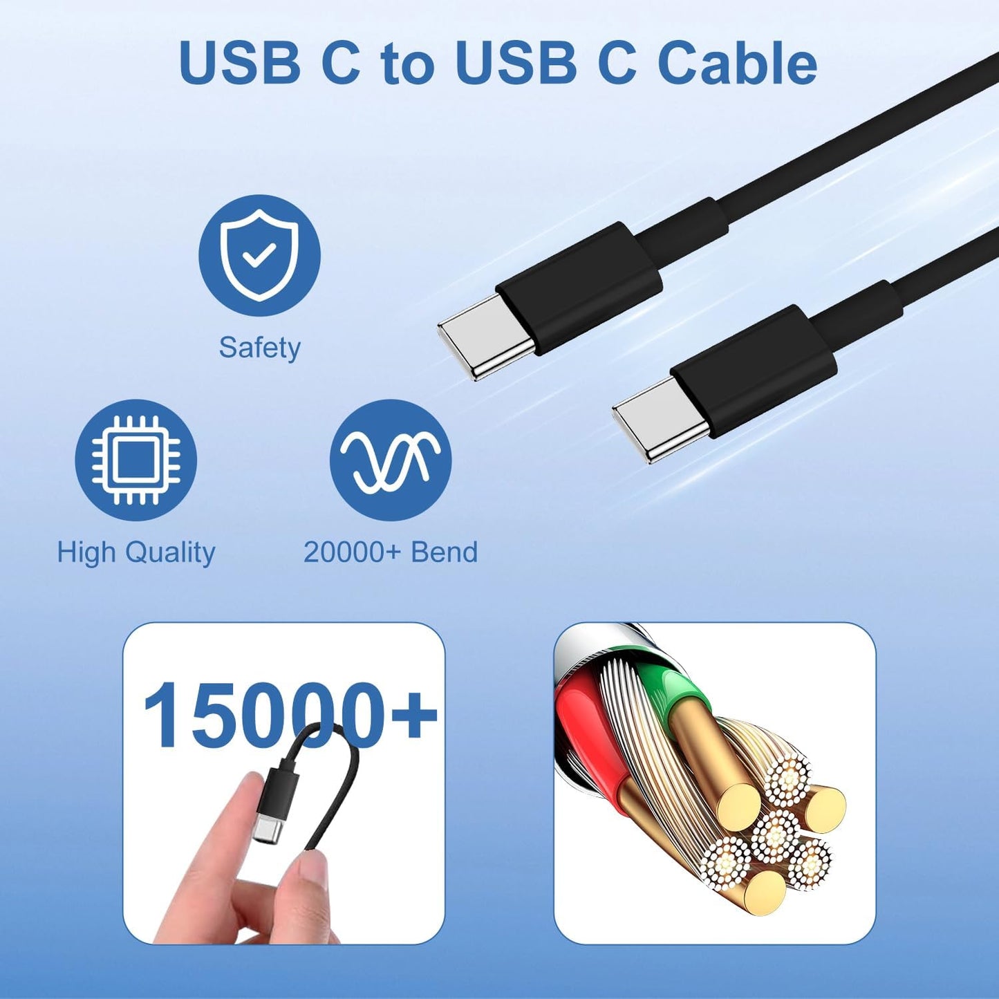 iPhone 17 16 15 Fast Charger Block and 10ft USB C to C Cable Cord Long for Apple iPhone 17 Pro Max/17 Air/16e/16 Plus/15/iPad Mini/Samsung,Type C Wall Charging Power Adapter Plug Cube Brick-Black