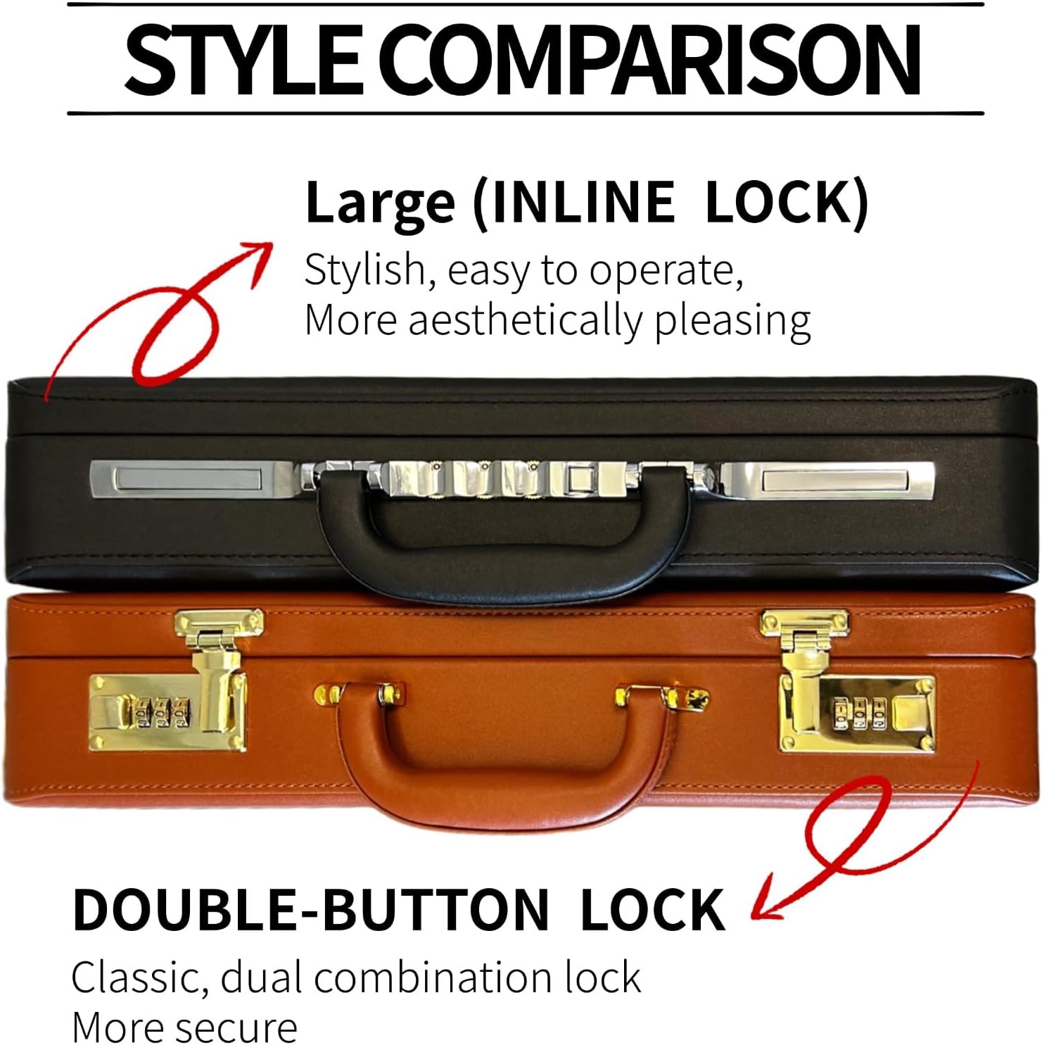 Briefcases for Men, Professional Leather Briefcase with Lock, Hard Shell Business Brief Case